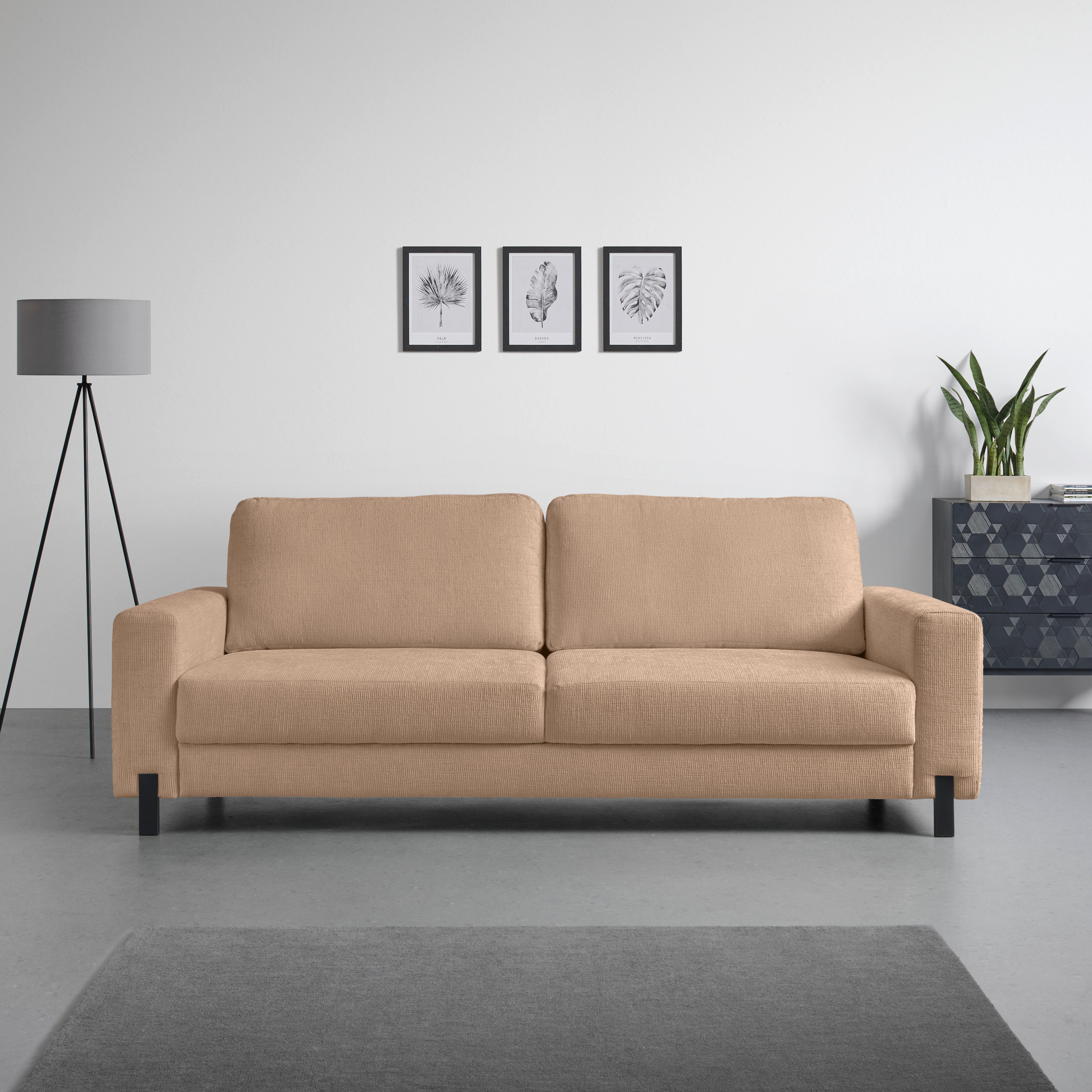 3-Sitzer-Sofa Sandfarben - Sandfarben/Schwarz, MODERN, Textil/Metall (230/66-87/96cm) - Mömax