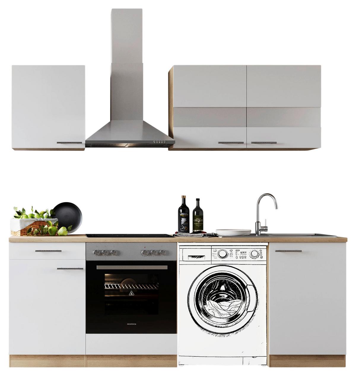 Kuhinjski Blok Z Aparati Merle, 220cm - barve nerjavečega jekla/črna, Basics, kovina/steklo (220cm) - Respekta