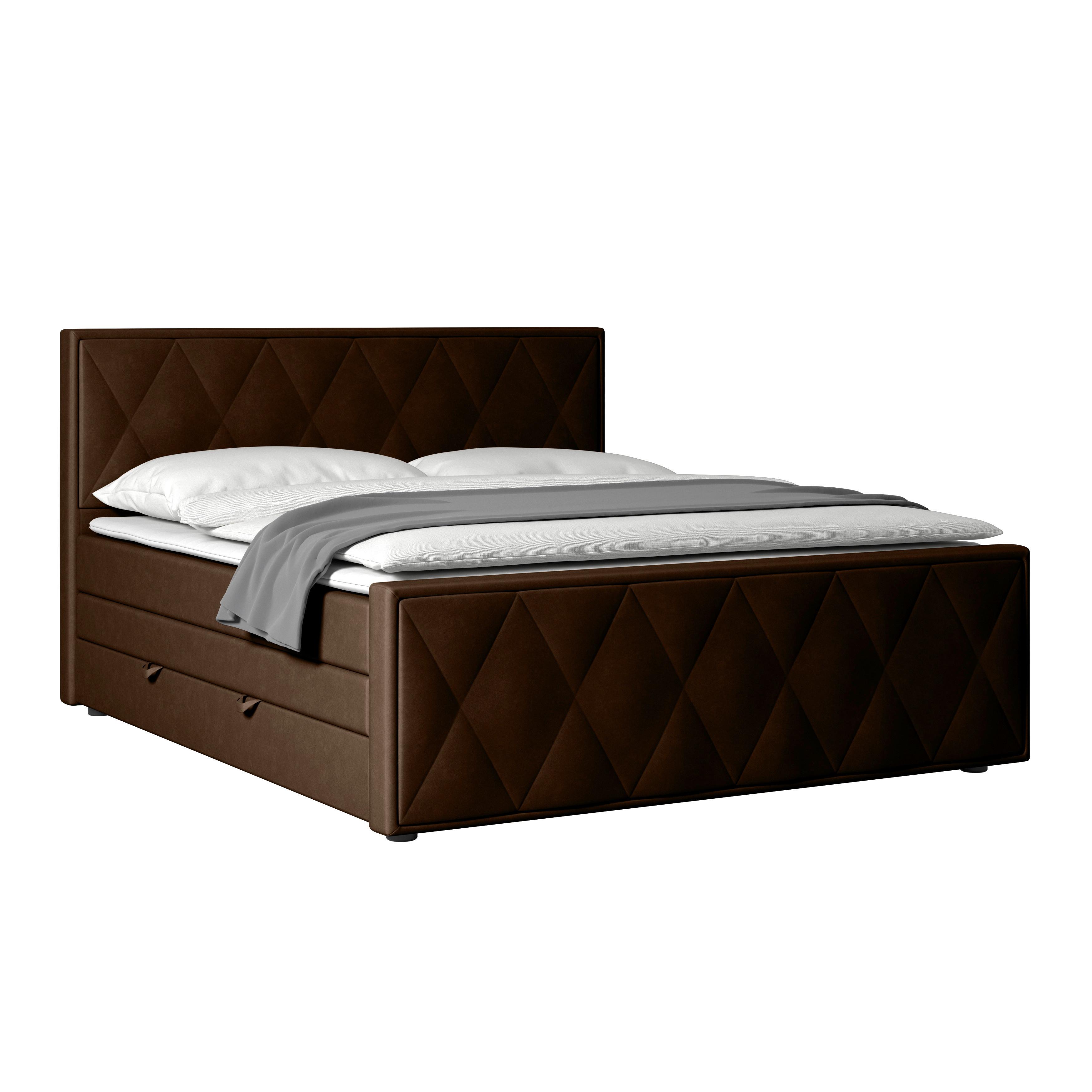 Boxspringbett Porto ca. 180x200 cm Braun - Schwarz/Braun, MODERN, Holz/Textil (180/200cm) - MID.YOU