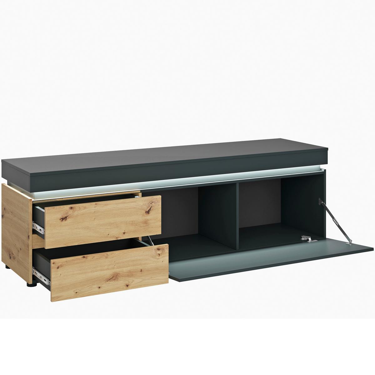 Comodă TV LUCI GRAU - stejar Artisan/gri, Trend, material pe bază de lemn (180,5/56,7/48cm) - Modern Living