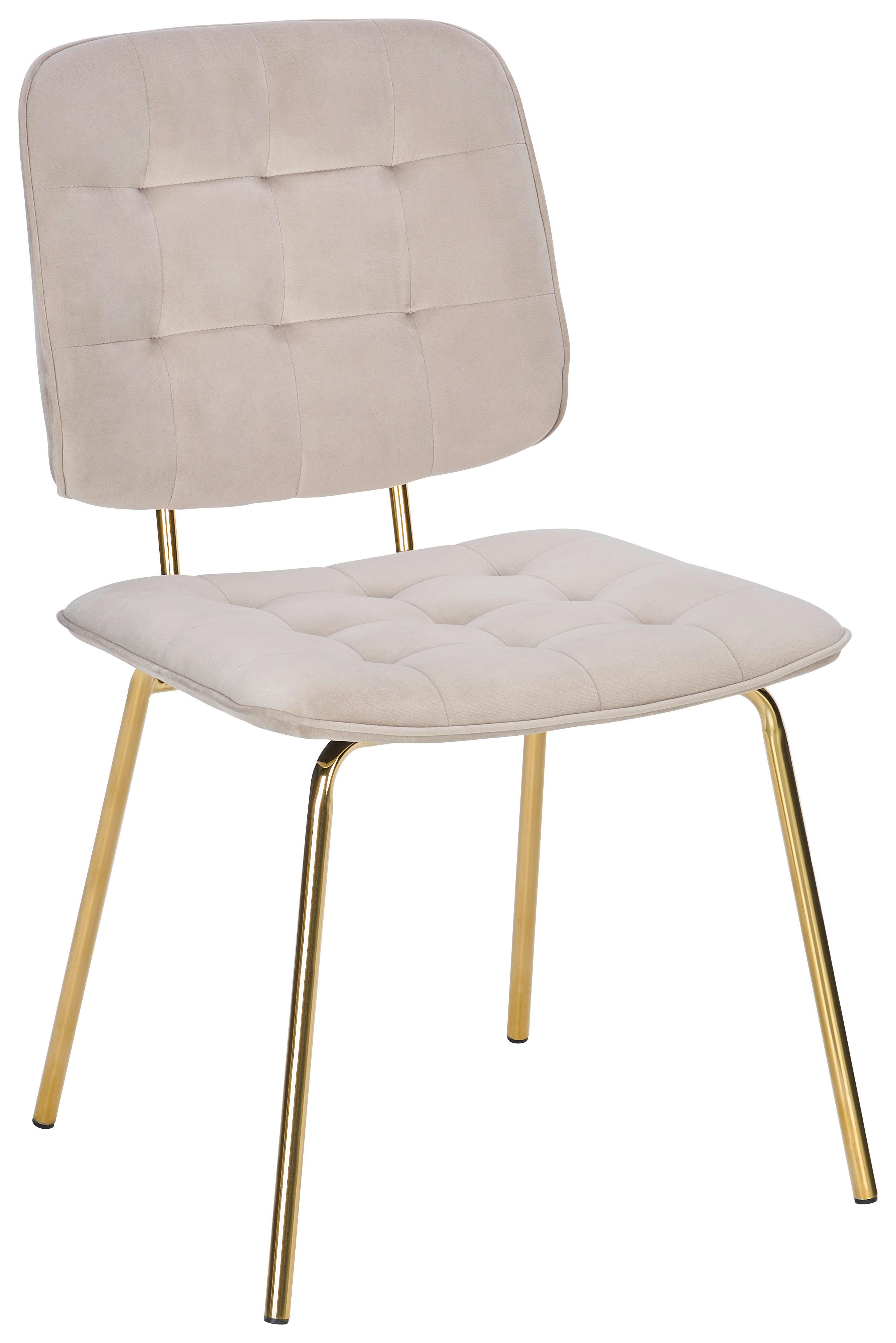 KRZESŁO MARINA SAMT - kolor złoty/taupe, Modern, metal/drewno (49/88/57cm) - Livetastic