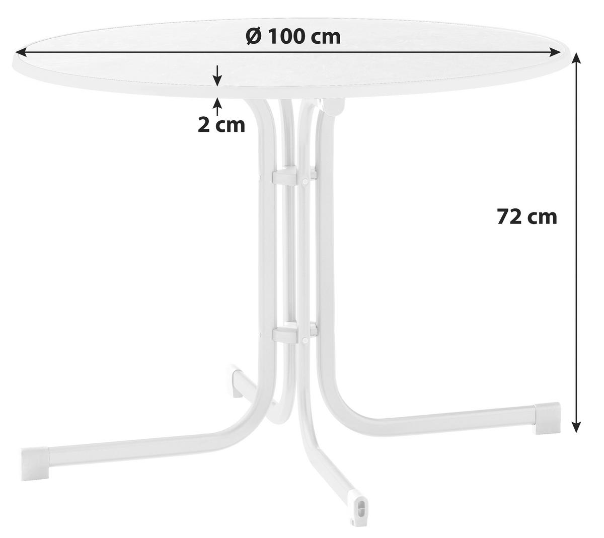GARTENTISCH 213395 - Weiß, MODERN, Holzwerkstoff/Metall (100/72cm) - Sieger