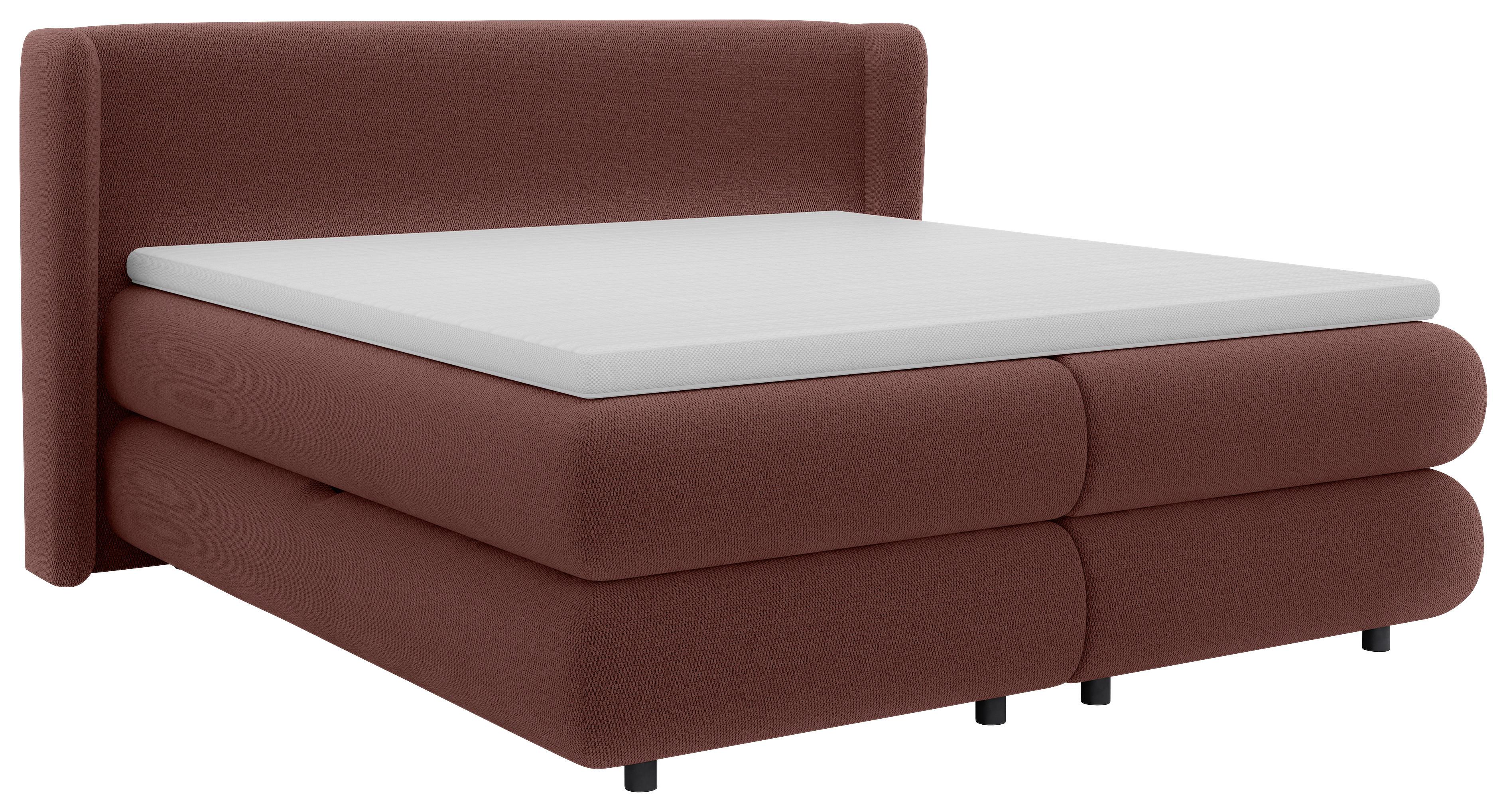 Boxspring Krevet Elodie - crvena/crna, Konvencionalno, tekstil/plastika (160/200cm) - Premium Living