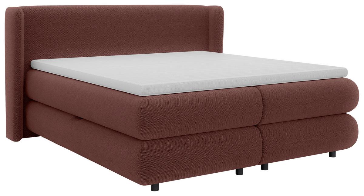 Boxspring Krevet Elodie - crvena/crna, Konvencionalno, tekstil/plastika (160/200cm) - Premium Living