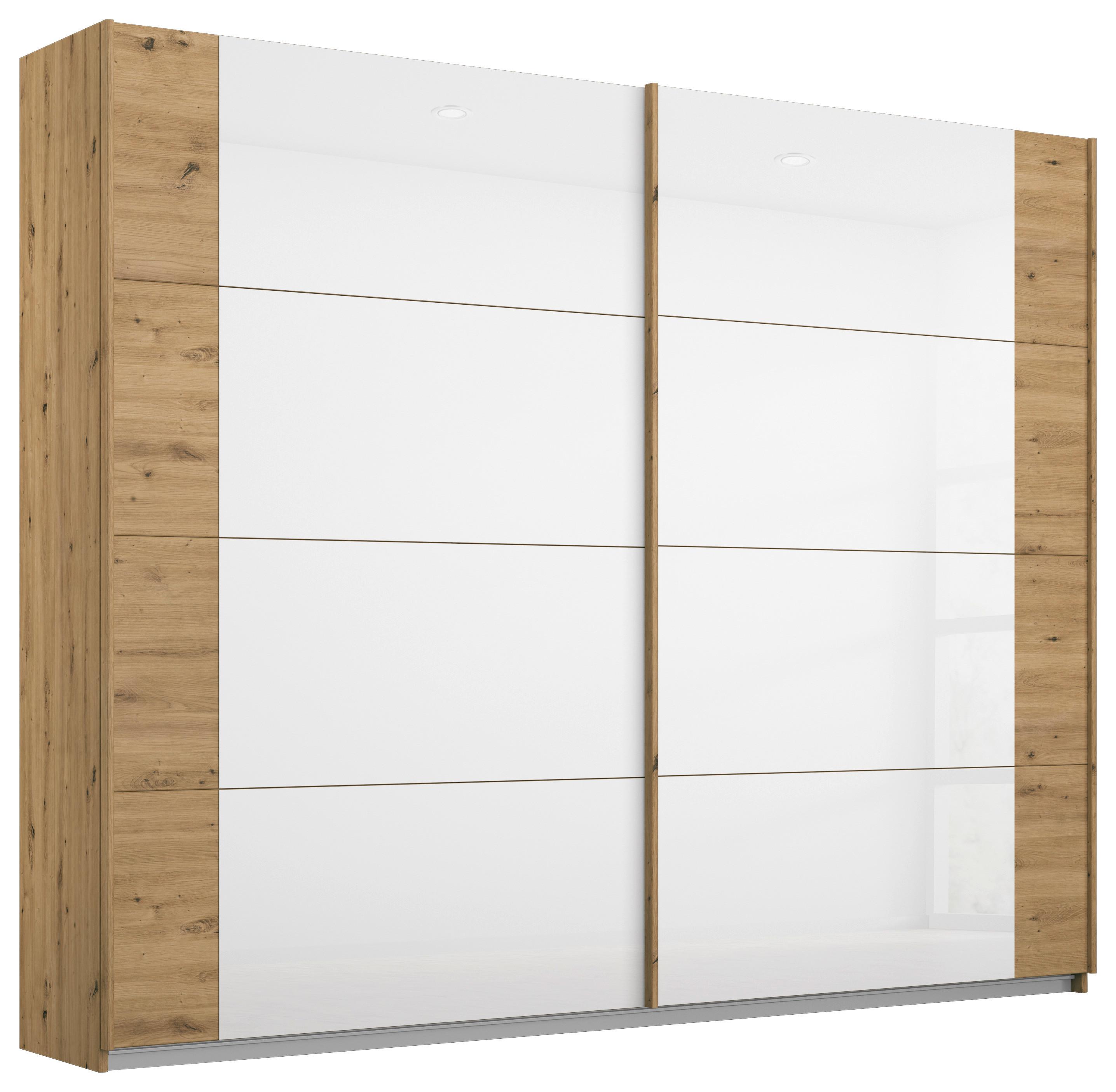 Ormar S Kliznim Vratima Artemis - bijela/hrast Artisan, Moderno, staklo/drvni materijal (226/210/62cm) - Modern Living