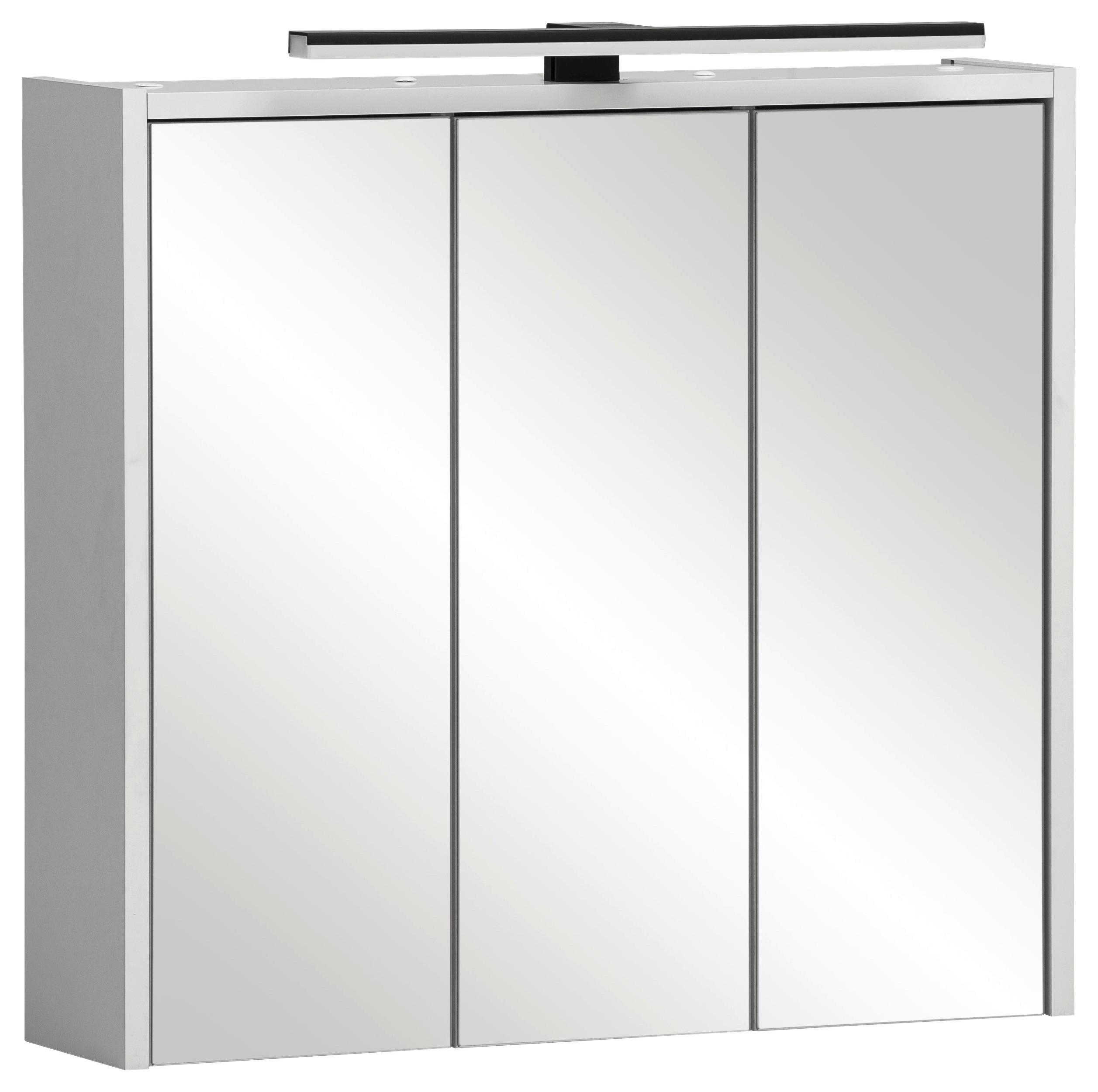 Omara Z Ogledalom Emmik, Bela - bela, Moderno, steklo/leseni material (65/62,7/16cm) - Stylife