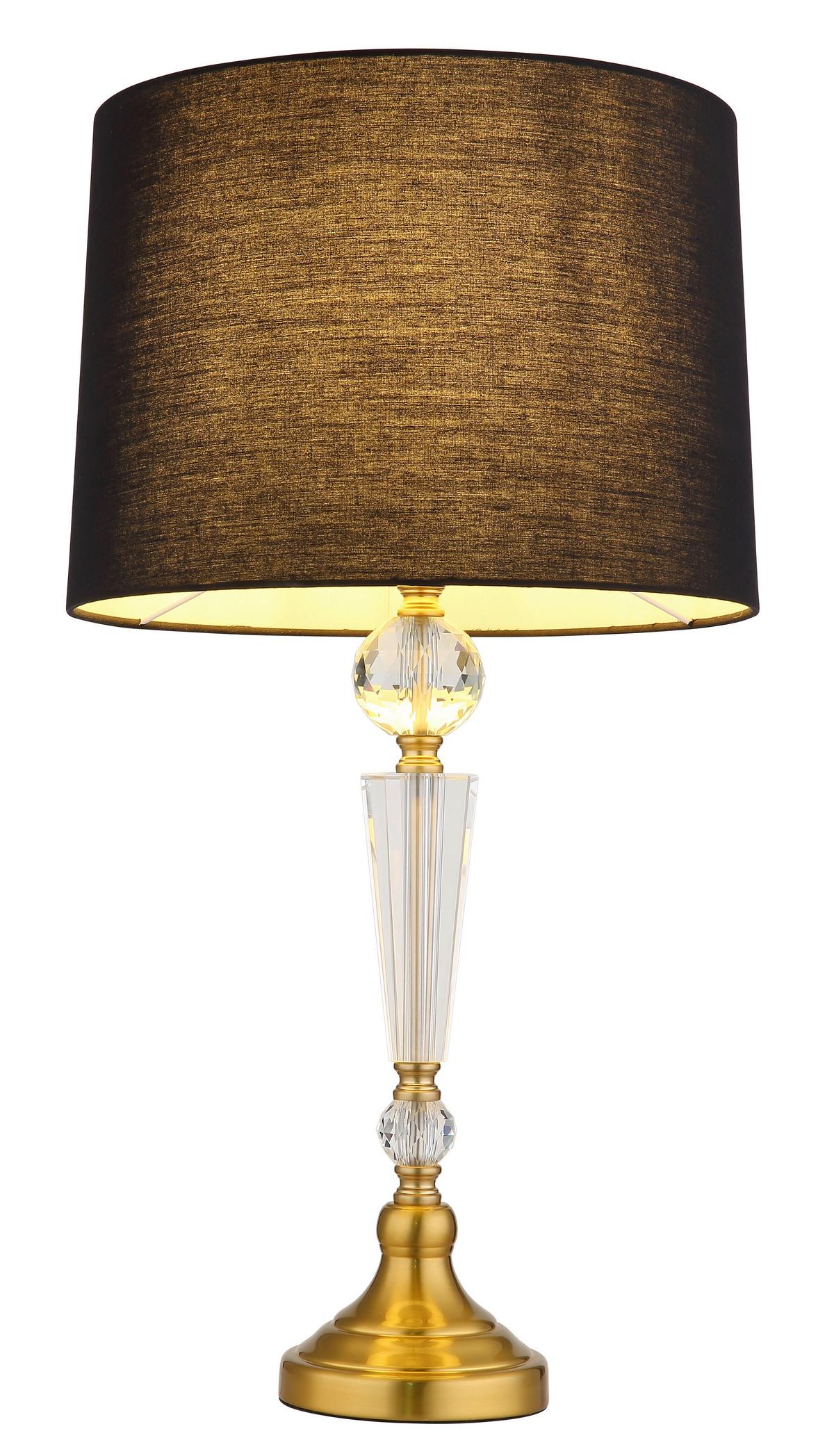 Tischleuchte Arro Schwarz/Messing max. 40 Watt - Klar/Messingfarben, KONVENTIONELL, Glas/Textil (35/66cm) - Globo
