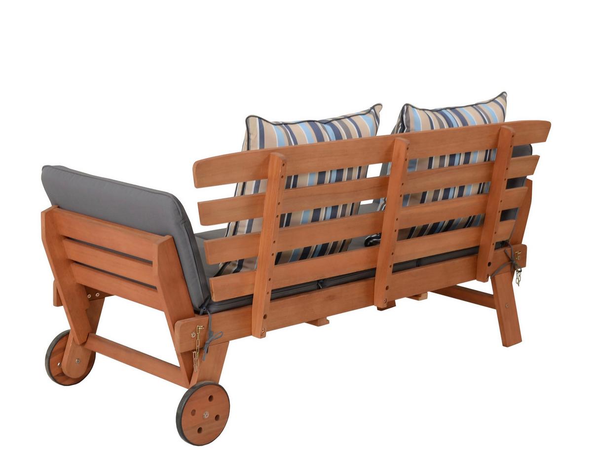 Gartenbank Holz Rincon ca. 190x78x68 cm inkl. Kissen - Braun/Grau, Basics, Holz/Textil (190/77,5/68cm) - Gardenson