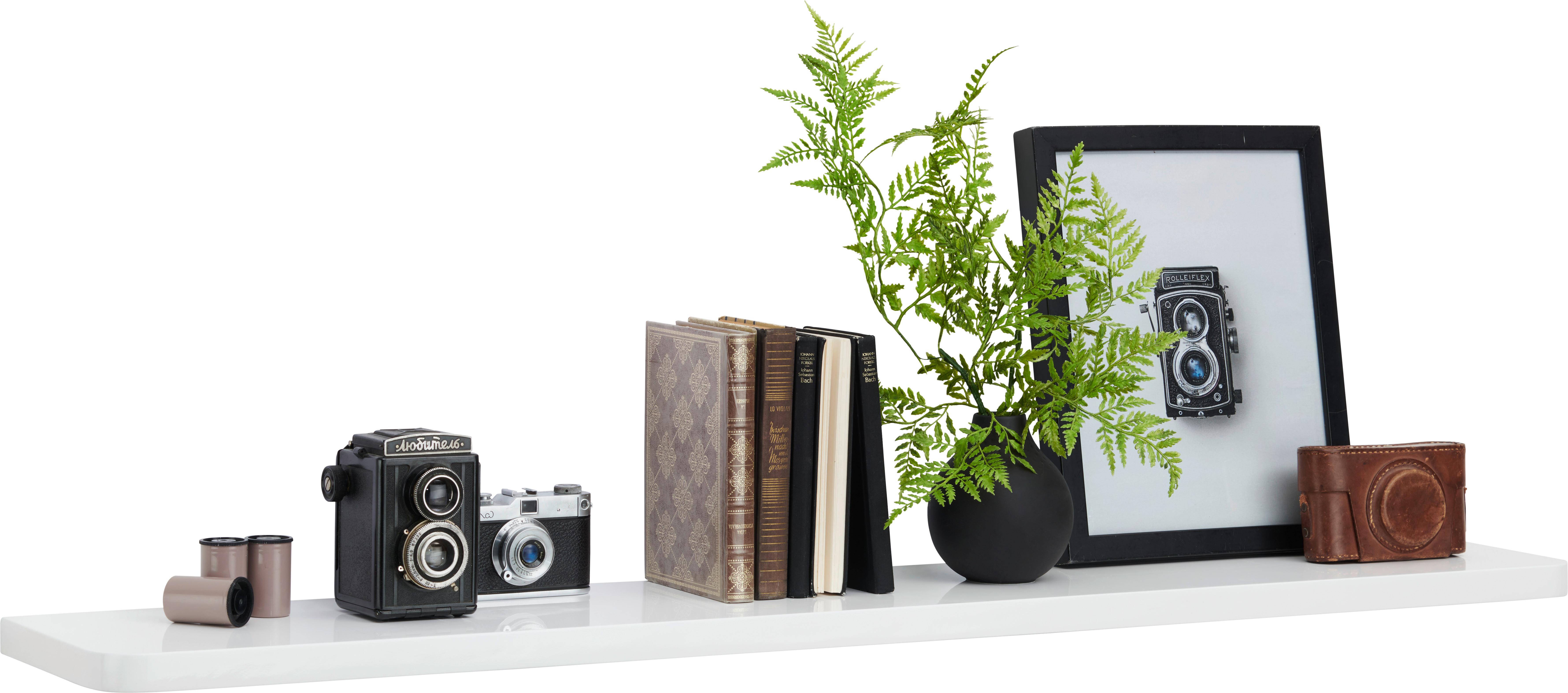 PÓŁKA ŚCIENNA RON - biały, Basics, materiał drewnopochodny (120/2,5/20cm) - Xora