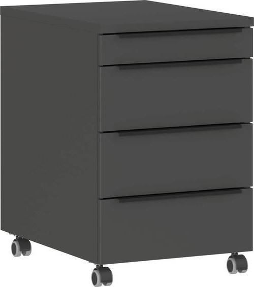Rollcontainer Ribera Graphitfarben - Graphitfarben/Schwarz, Modern, Holzwerkstoff/Kunststoff (42/63/60cm) - Premium Living