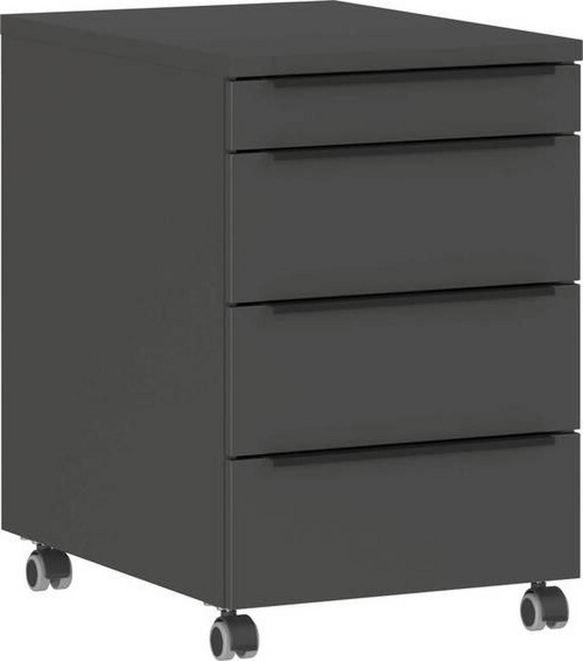 Rollcontainer Ribera Graphitfarben - Graphitfarben/Schwarz, Modern, Holzwerkstoff/Kunststoff (42/63/60cm) - Premium Living