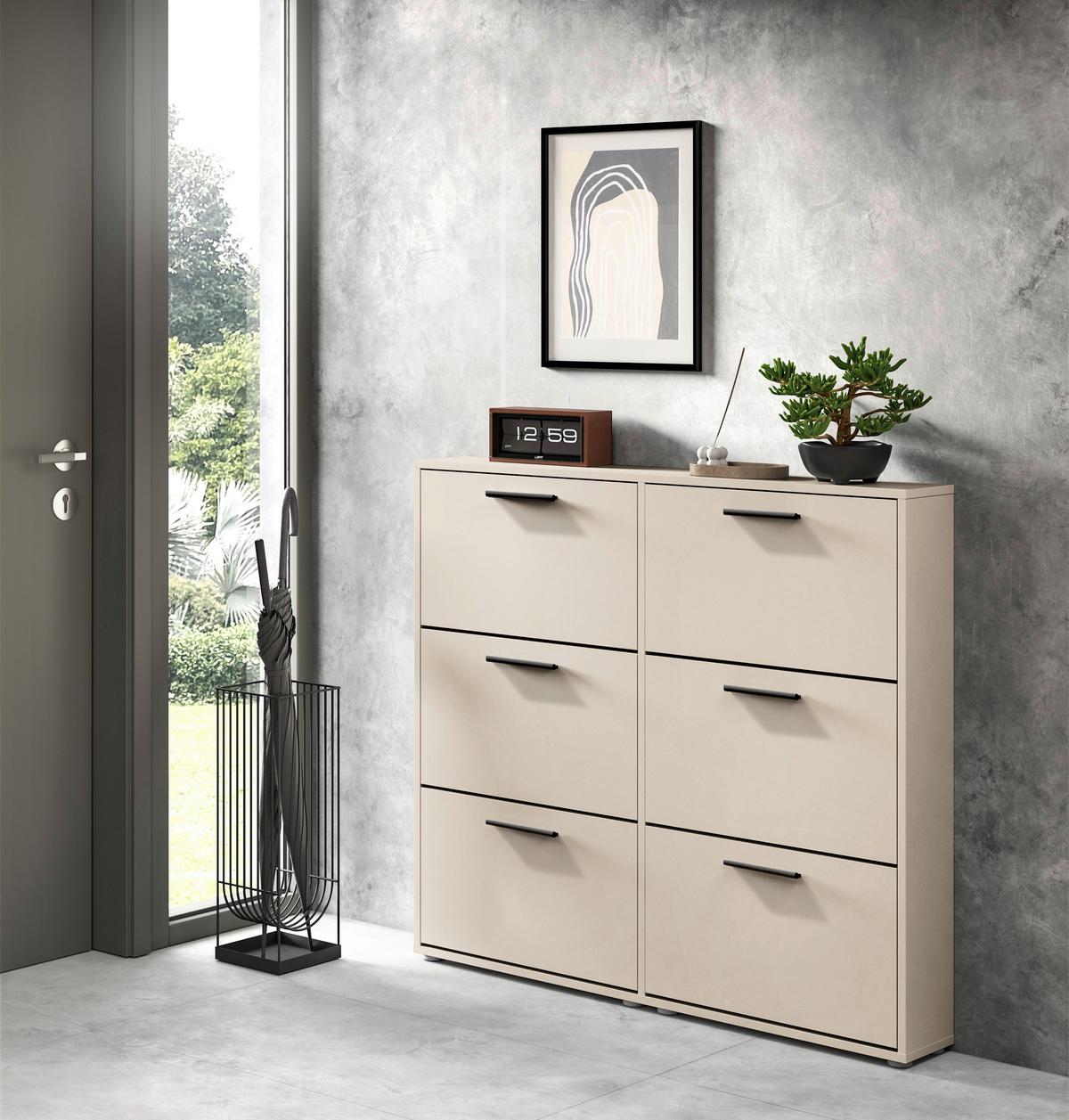 SZAFKA UCHYLNA NA BUTY SAM - czarny/kaszmir, Design, materiał drewnopochodny/tworzywo sztuczne (116/103/17cm) - Carryhome