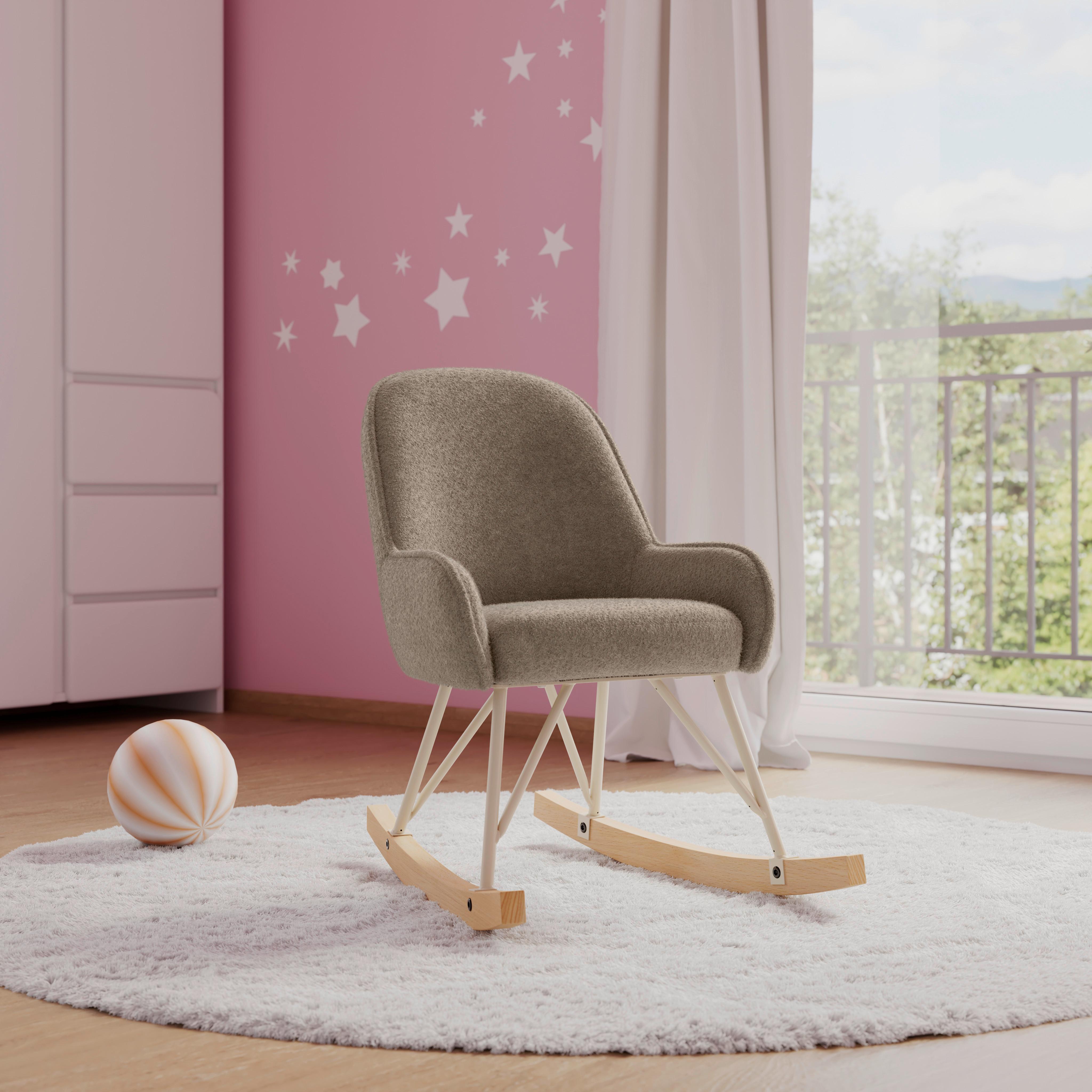 GUNGSTOL FÖR BARN LUNA - beige/bokfärgad, Modern, metall/trä (47/69/60cm) - Bessagi Kids