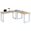 ECKSCHREIBTISCH LONA - Honigeiche/Silberfarben, Design, Holzwerkstoff/Metall (160/160/76cm) - MID.YOU