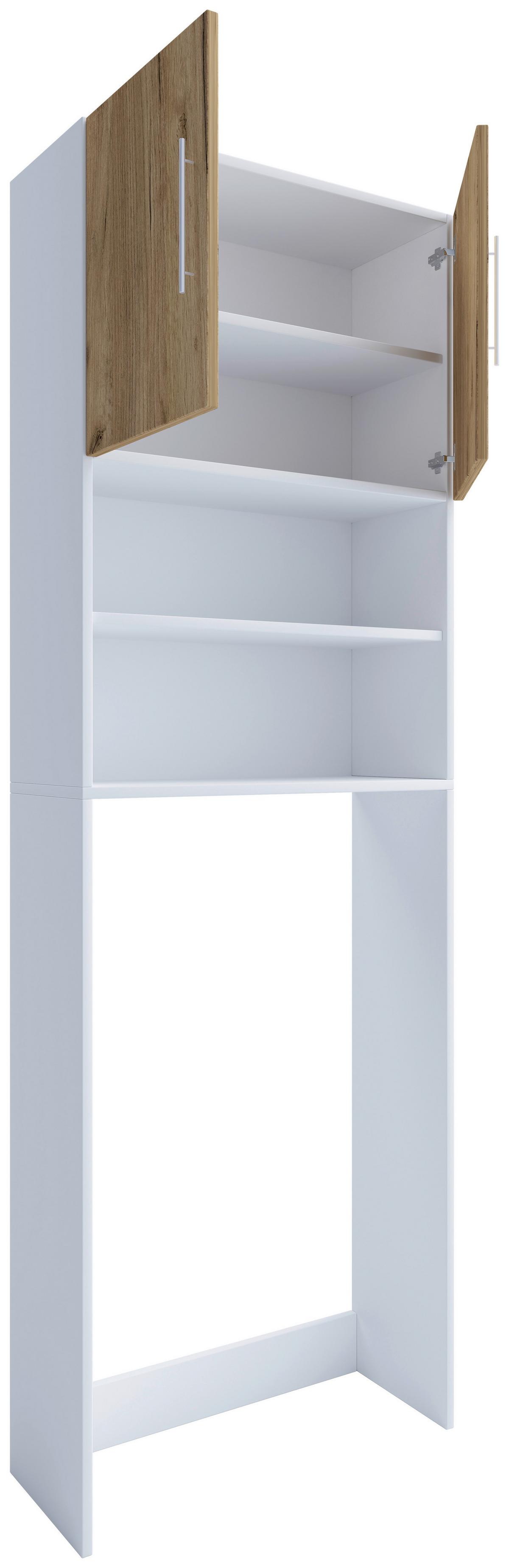 Waschmaschinenschrank JUTAS Honig Eiche Weiß - Honigeiche/Silberfarben, MODERN, Holzwerkstoff/Kunststoff (64/190/25cm) - MID.YOU