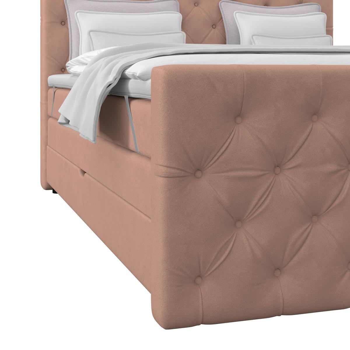 Boxspring Krevet Elio - bež/prljavo ružičasta, Romantično / ladanjski, tekstil/plastika (160/200cm) - Modern Living