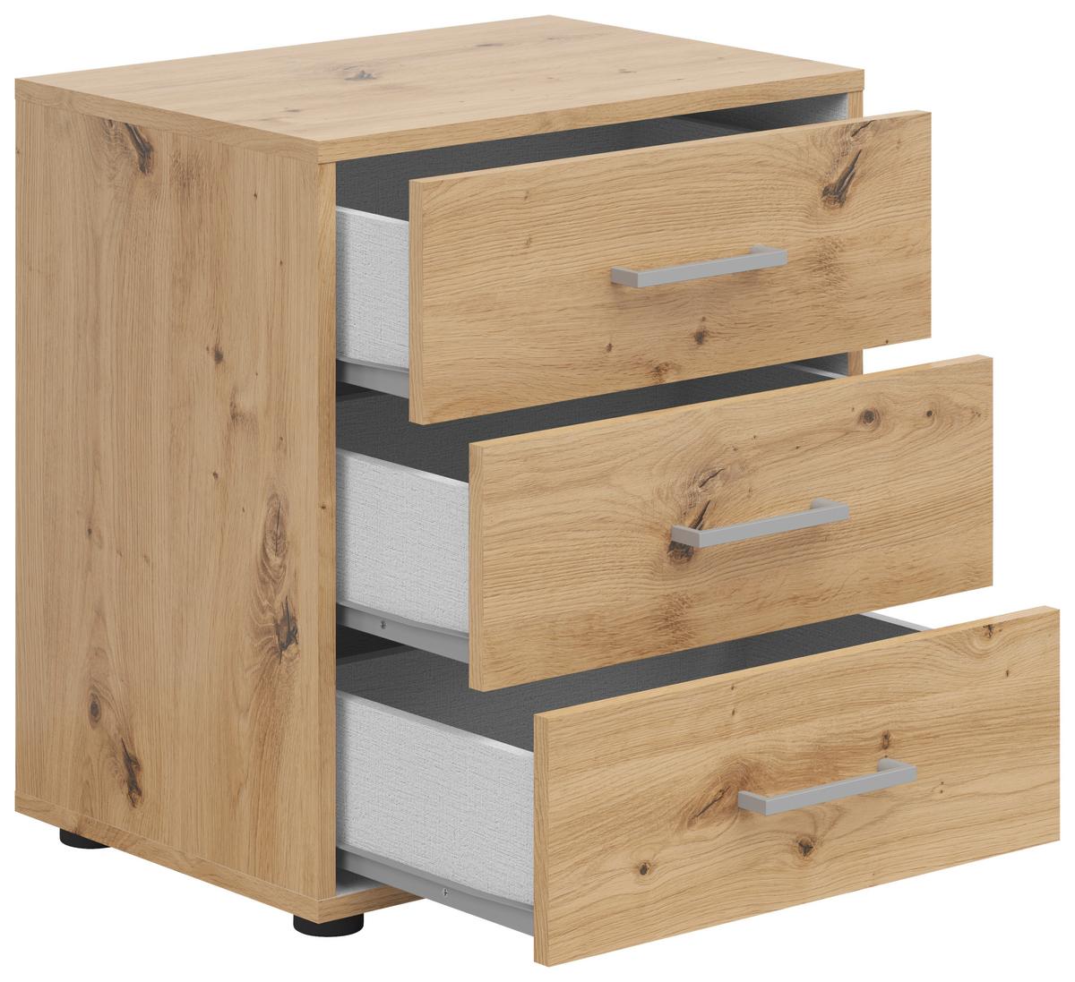 Noptieră SMART 3 - alb/stejar Artisan, Konventionell, material pe bază de lemn (50/54/35cm)