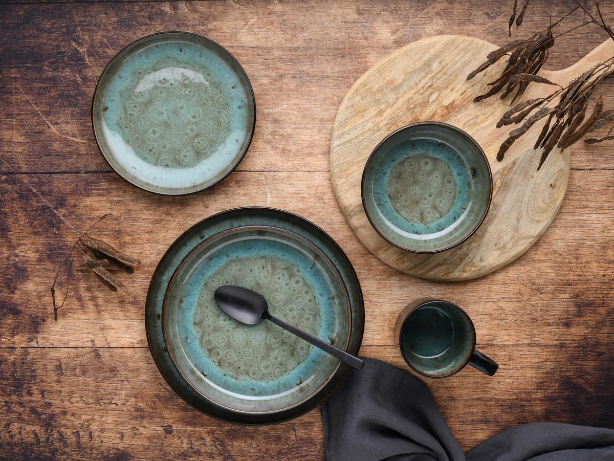 Kombinirani Servis Nordic Fjord Green, 16-Delni - črna/zelena, Basics, keramika - Creatable