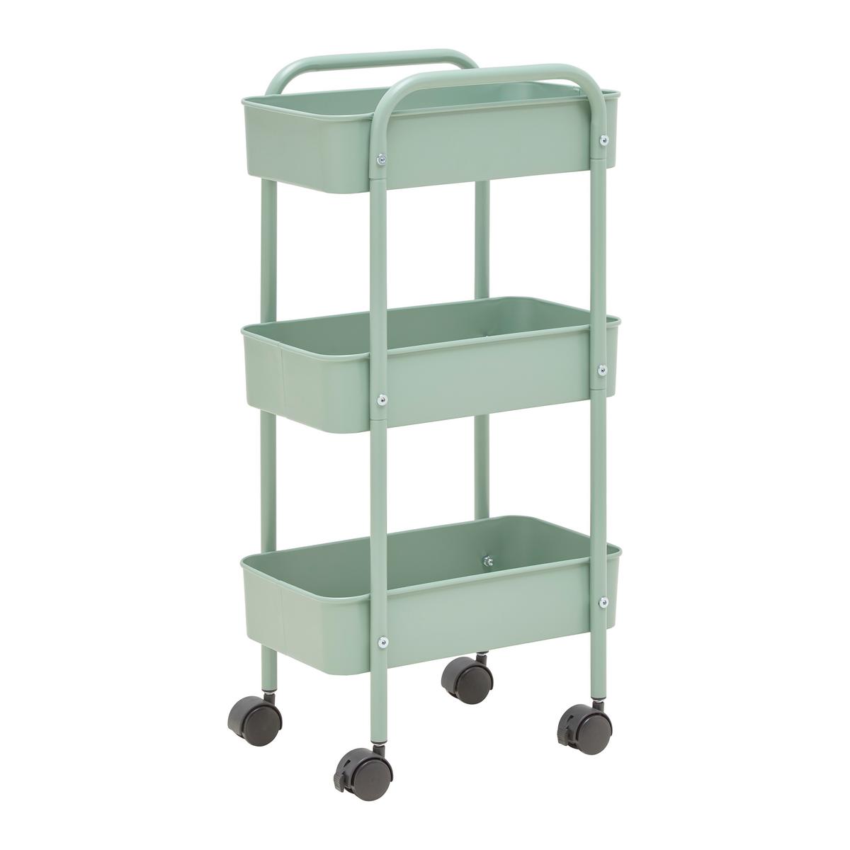 Cărucior universal depozitare FLORIAN - verde, Modern, plastic/metal (35,5/69,7/22cm) - Modern Living