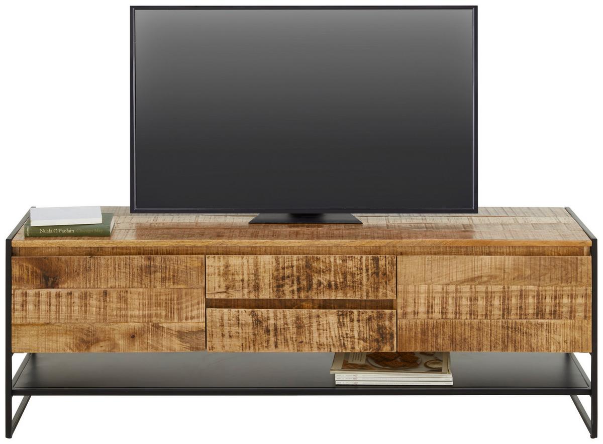 Lowboard Simple in Naturfarben/Schwarz - Schwarz/Naturfarben, LIFESTYLE, Holz/Metall (150/50/40cm) - Zandiara