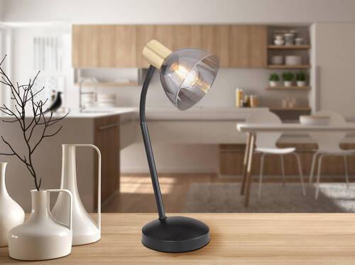 Namizna Svetilka Jay - črna/barve brona, Design, kovina/steklo (18,5/18,5/41cm) - Globo
