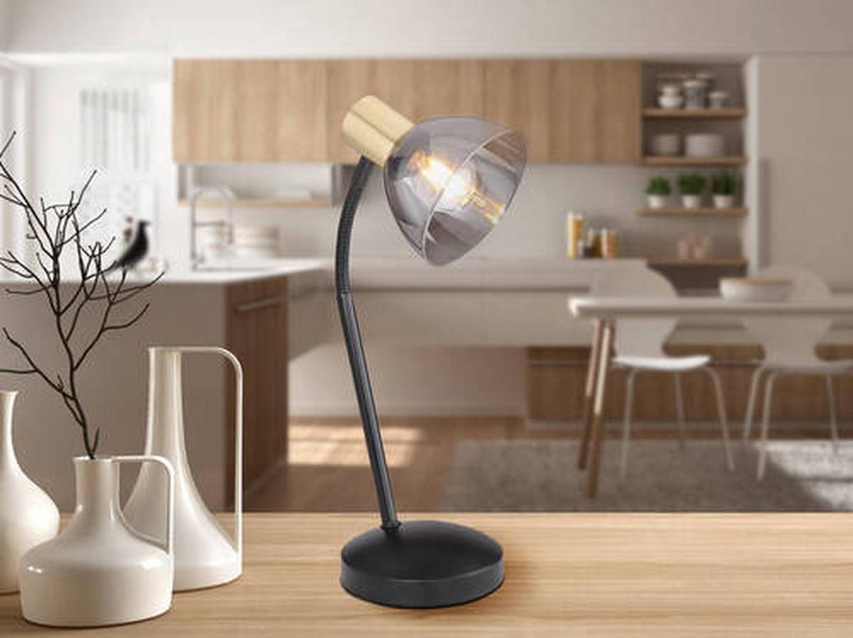 TISCHLEUCHTE 54305T - Schwarz/Bronzefarben, Design, Glas/Metall (18,5/18,5/41cm) - Globo
