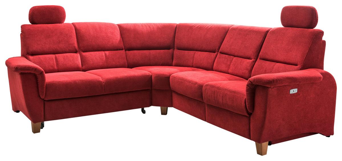 Ecksofa Parole Rot Struktur + USB-Anschluss - Wildeiche/Rot, KONVENTIONELL, Holz/Textil (238/241cm) - Livetastic