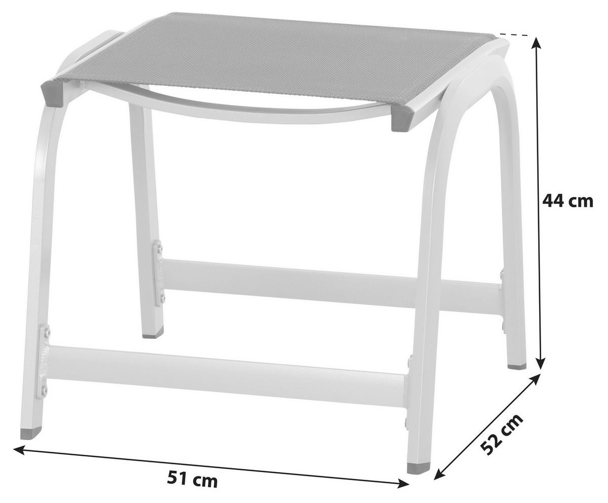 Gartenhocker Tesoro Metall Grau/Silberfarben stapelbar - Anthrazit/Silberfarben, KONVENTIONELL, Textil/Metall (51/44/52cm) - Siena Garden