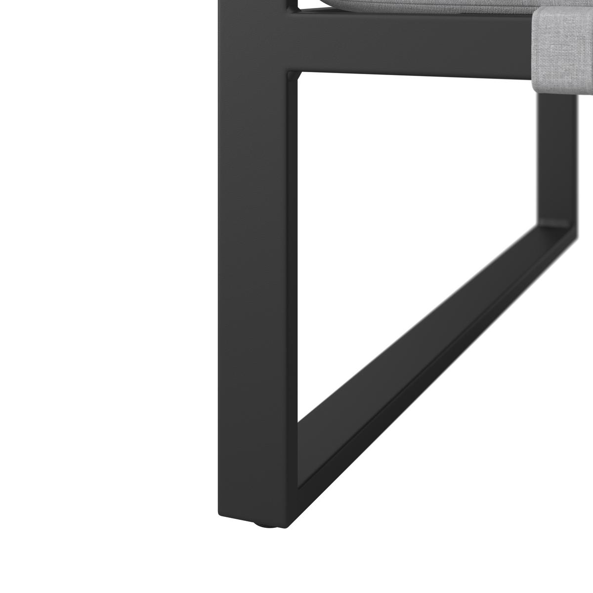 Loungegarnitur Valentina Hellgrau Metall/Textil/Glas - Hellgrau/Schwarz, Modern, Glas/Textil (90/65/74cm) - Bessagi Garden