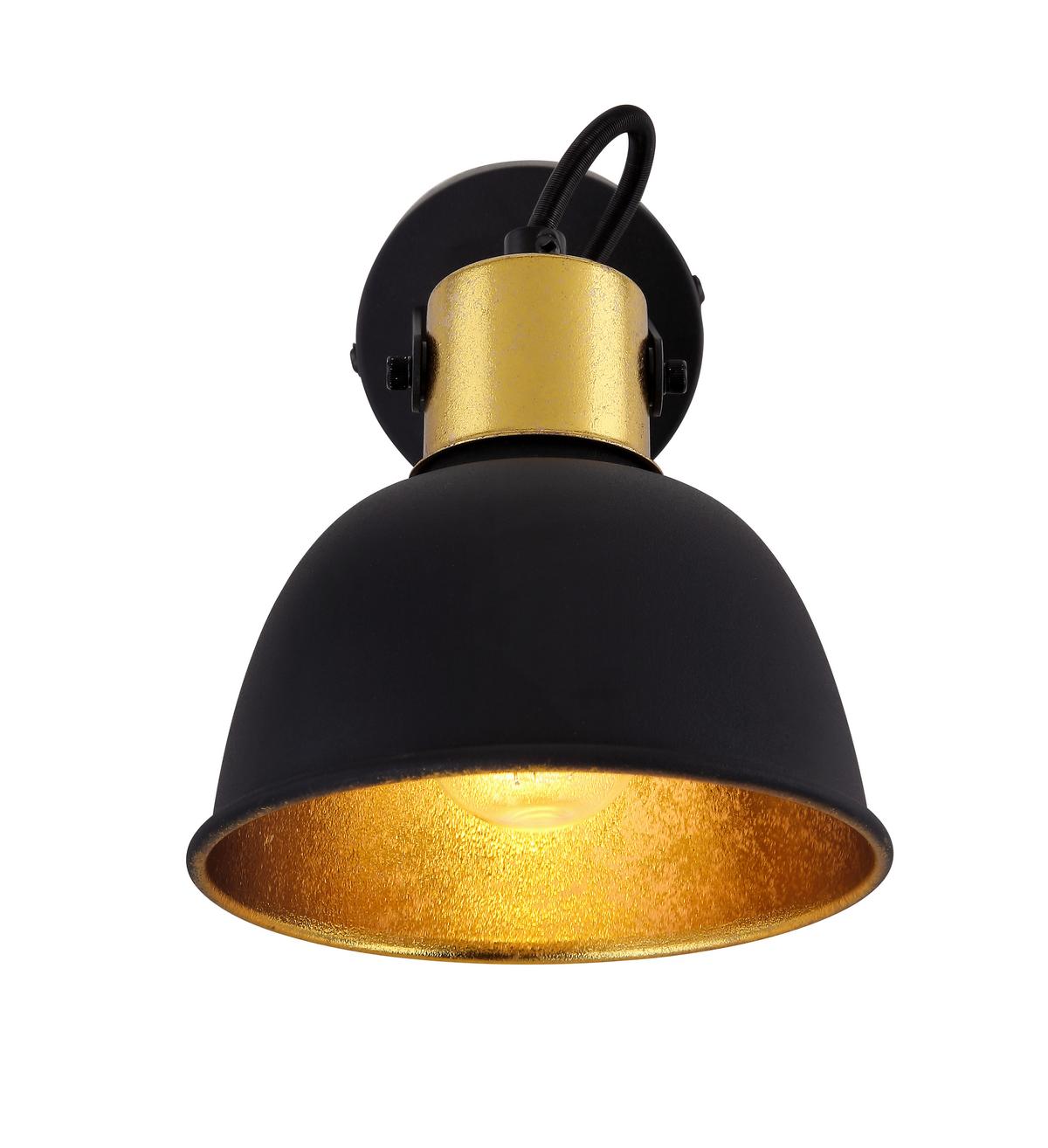 Srahler Fillo in Schwarz/Gold max. 25 Watt - Goldfarben/Schwarz, LIFESTYLE, Metall (13/16/14cm) - Globo