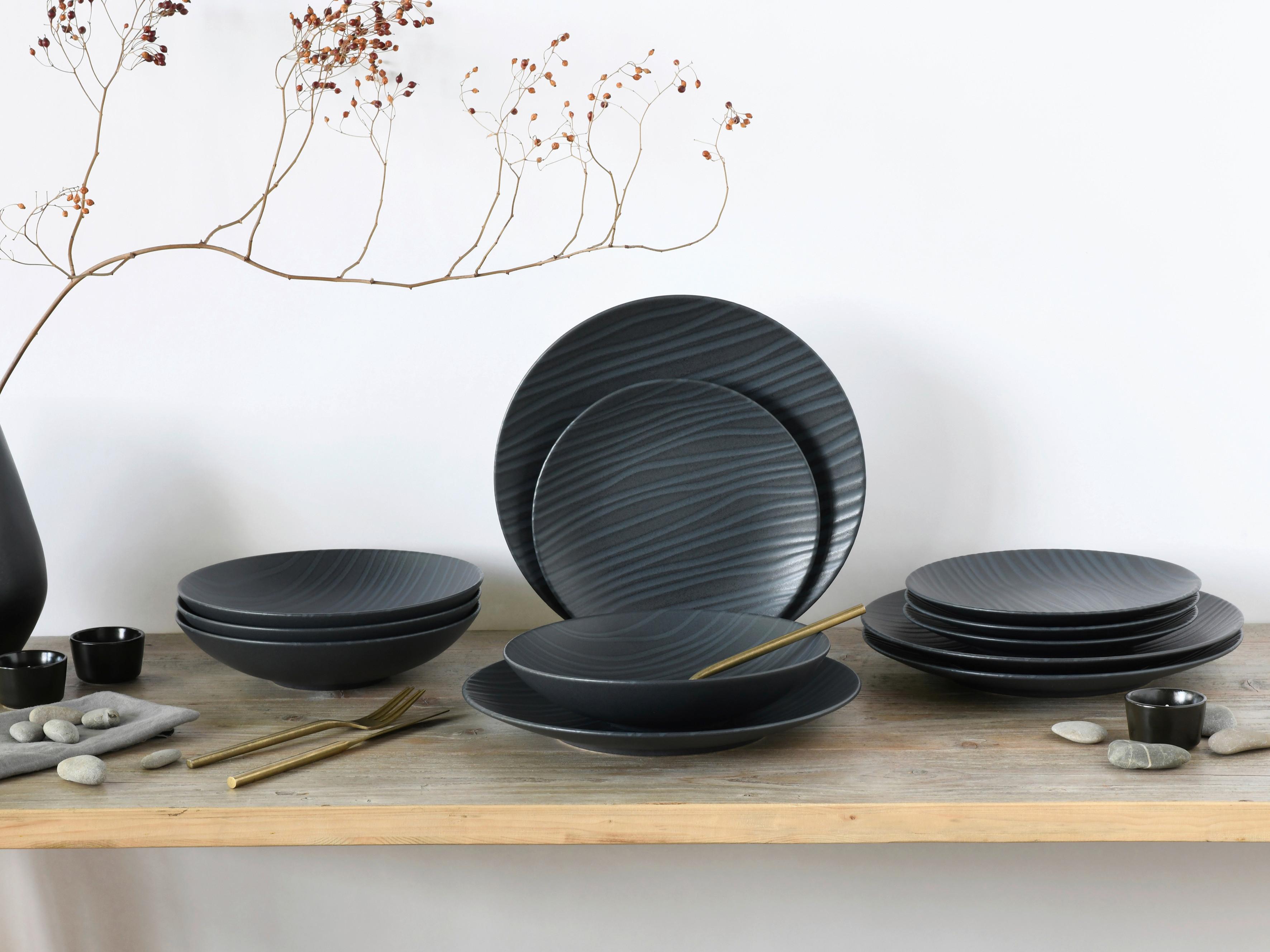 Jedilni Servis Waves, 12-Delni - antracit, Basics, keramika - Creatable