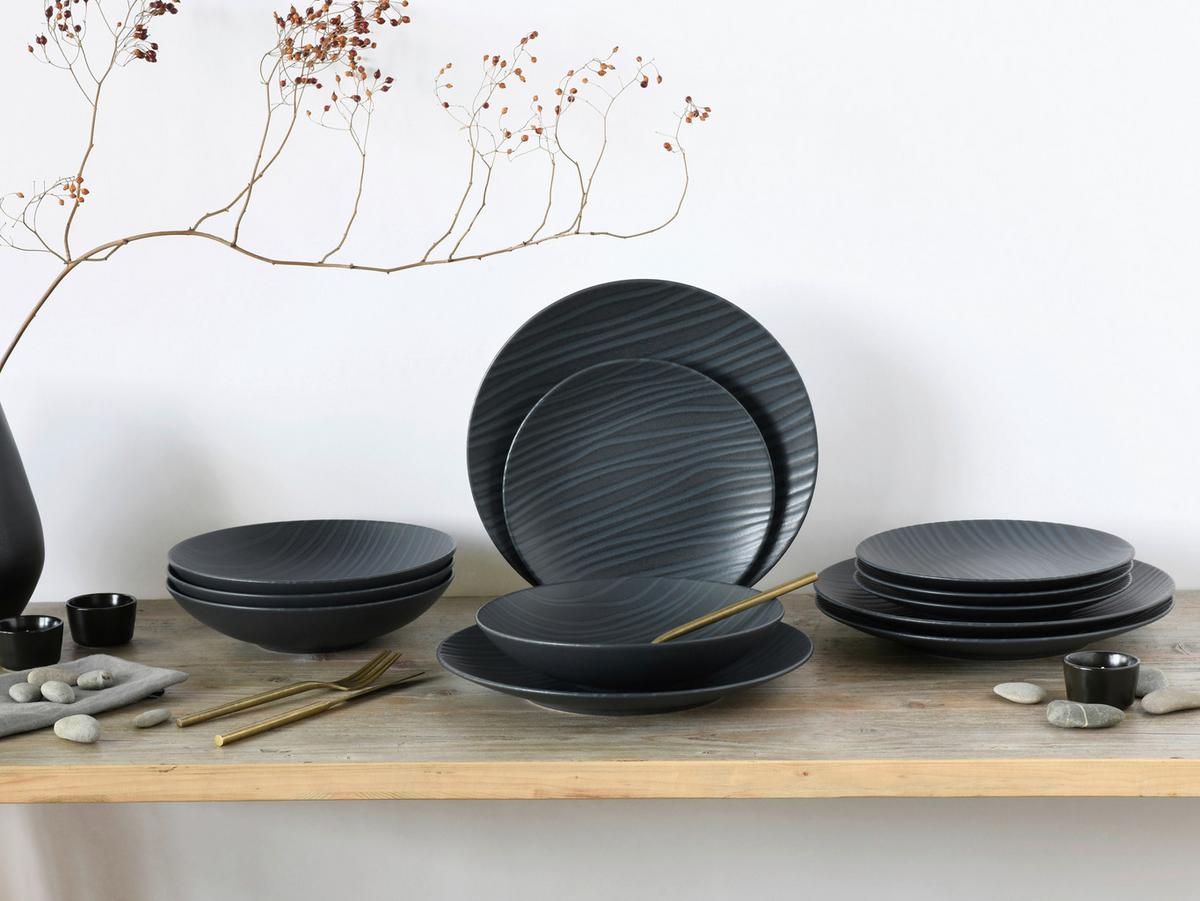 Jedilni Servis Waves, 12-Delni - antracit, Basics, keramika - Creatable