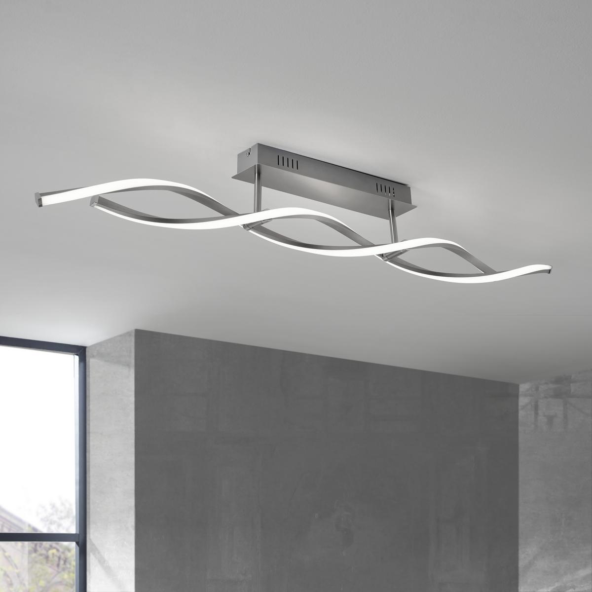 LAMPA SUFITOWA LED 9143-55 POLINA - kolor niklowy, Design, metal (110/8/15,6cm) - Paul Neuhaus