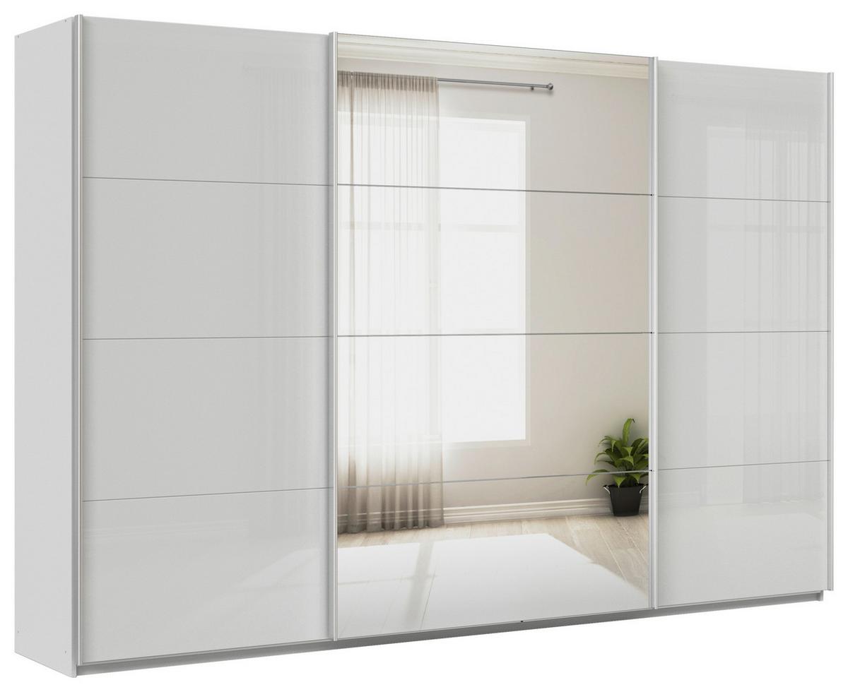 DULAP USI CULISANTE FELDKIRCH - argintiu/gri lucios intens, Modern, sticlă/material pe bază de lemn (315/210/62cm)