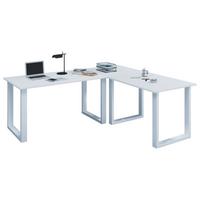 Kotna Pisalna Miza Lona, Bela, 130x130cm - bela, Moderno, kovina/leseni material (130/130/76cm) - MID.YOU