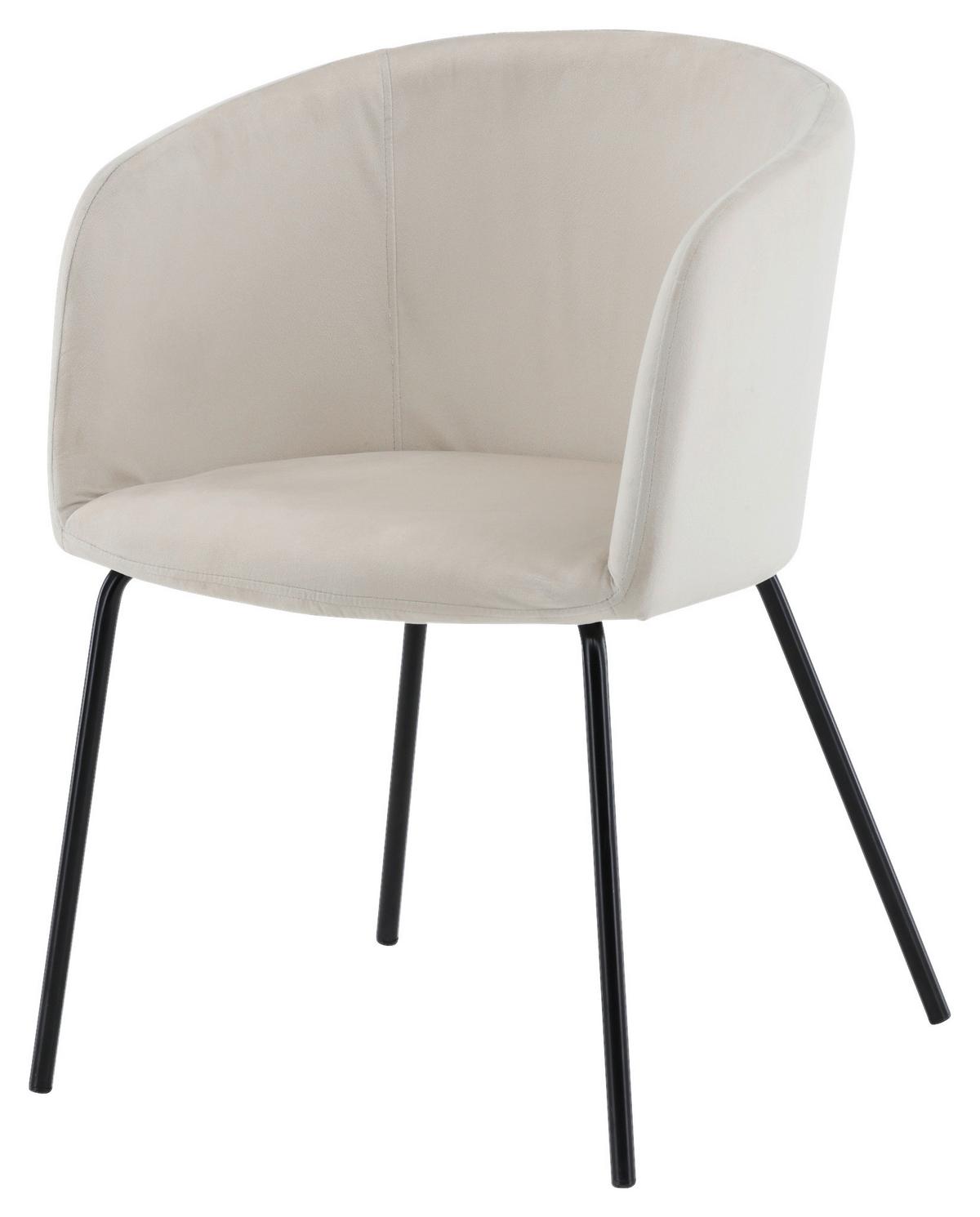 Stuhl Berit ca. 55x78x55 cm Weiß - Beige/Schwarz, Design, Holz/Textil (55/78/55cm) - Livetastic