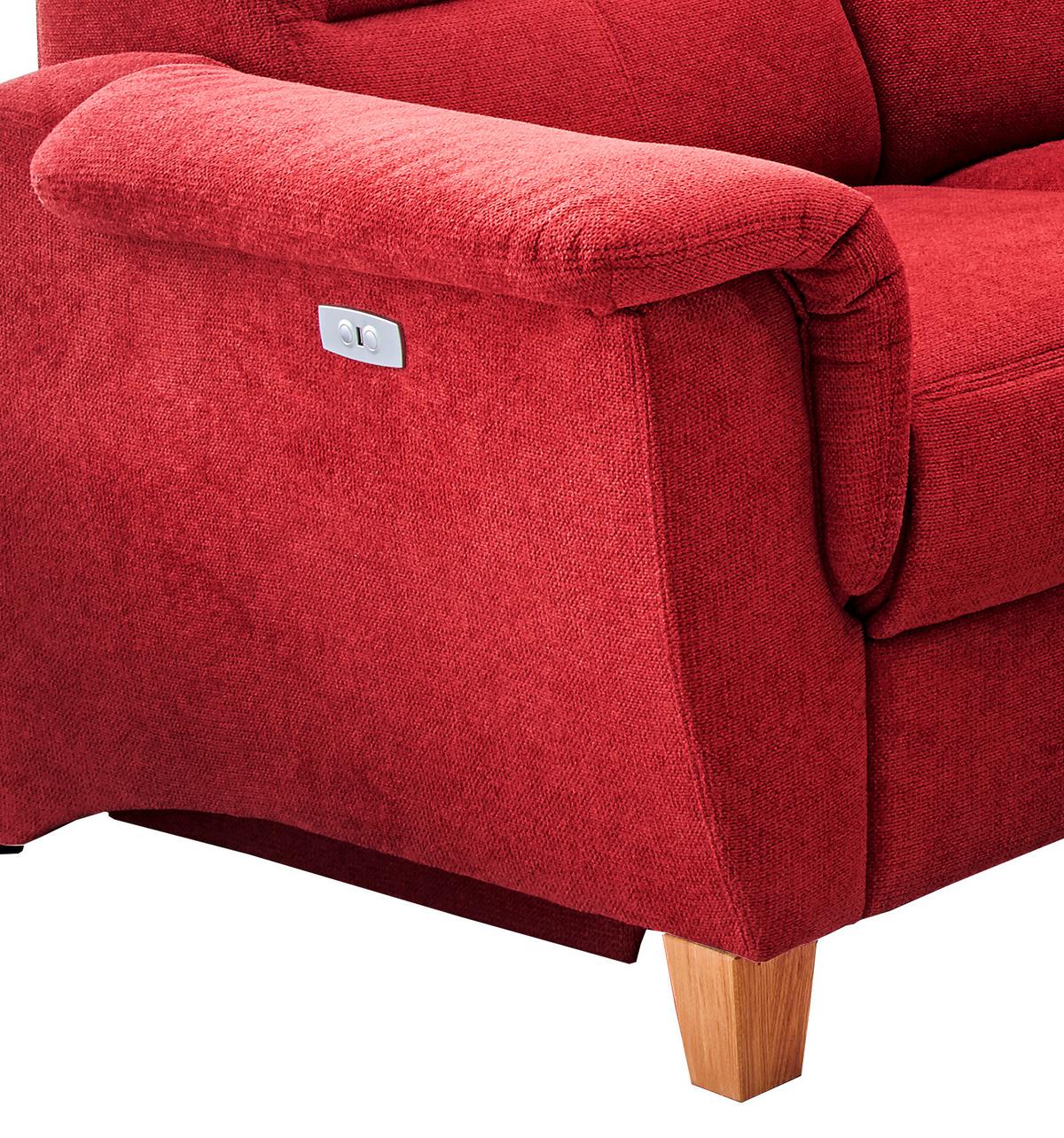 Wohnlandschaft Parole Rot Struktur - Wildeiche/Rot, KONVENTIONELL, Holz/Textil (241/238cm) - Livetastic