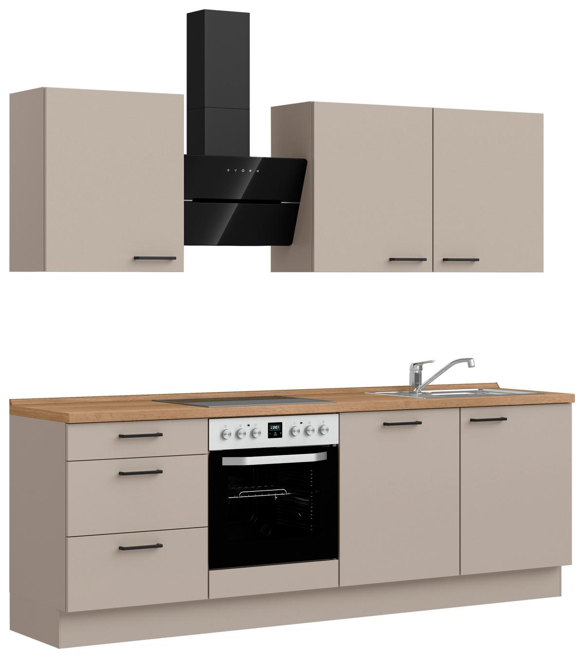 Küchenleerblock Easytouch High o. Geräte Sandfarben - Sandfarben/Eichefarben, MODERN, Holzwerkstoff/Metall (240cm) - Nobilia