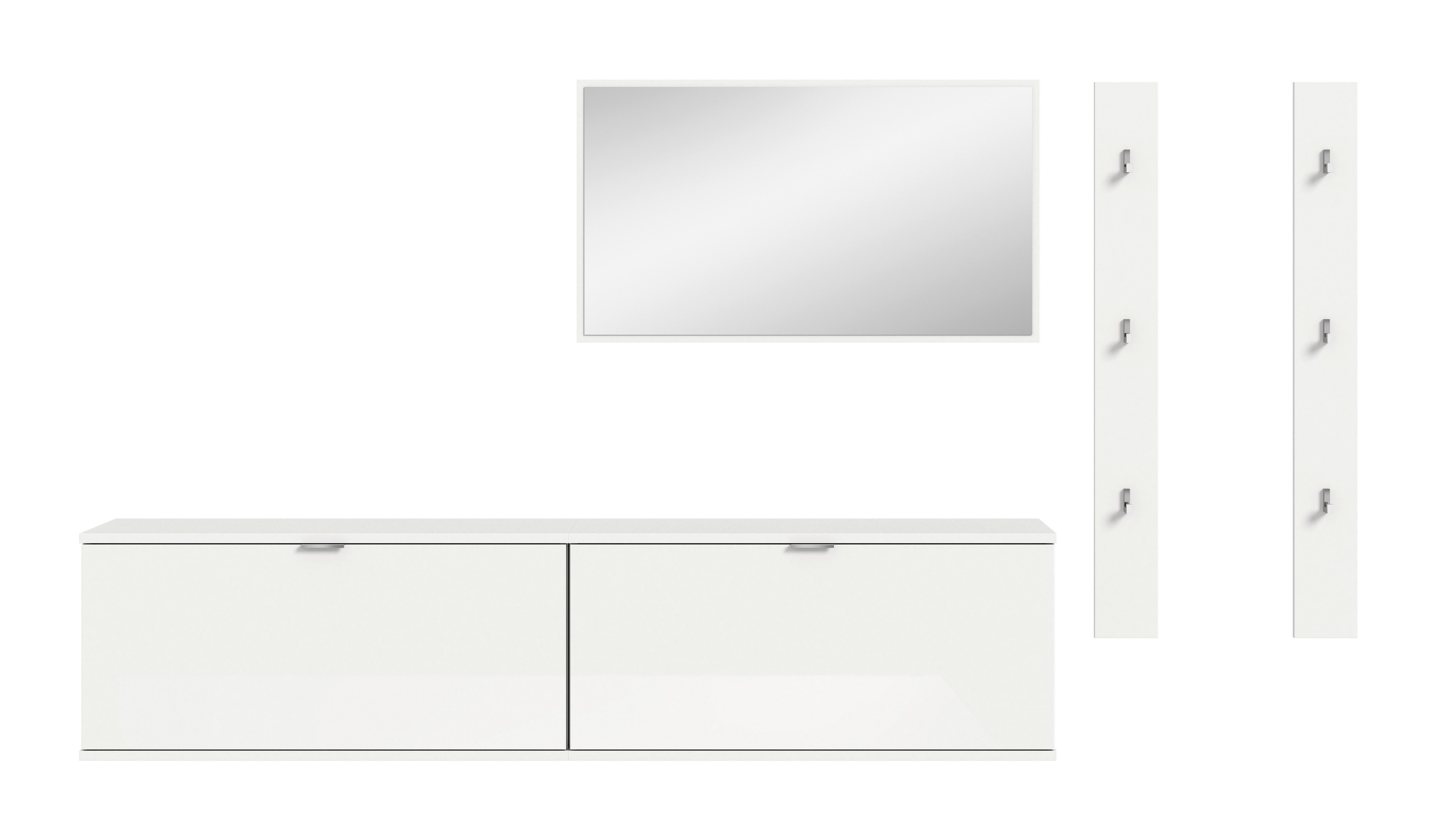 GARDEROBE PROJEKT X - Weiss Hochglanz/Weiss, Design, Holzwerkstoff (237/193/32cm) - Livetastic