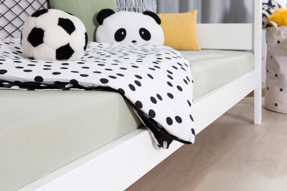 Postelja Soccer, 90x200cm, 1x Letveno Dno, 1x Vzmetnica - bela/naravne barve, Moderno, tekstil/les (90/200cm) - MID.YOU