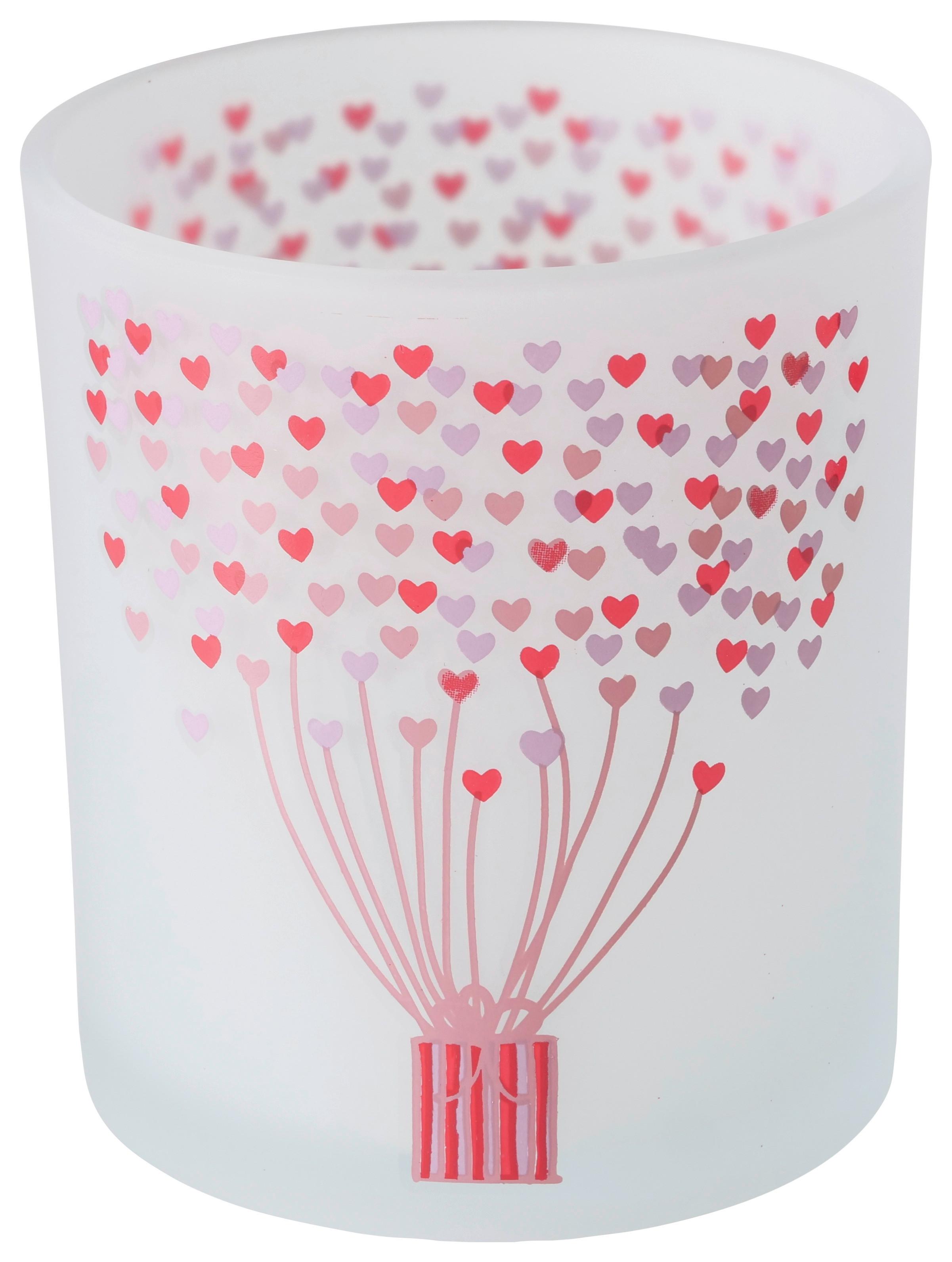 Windlicht Sherine I in diversen Designs - Rosa/Weiß, Basics, Glas (7,0/8,5cm)