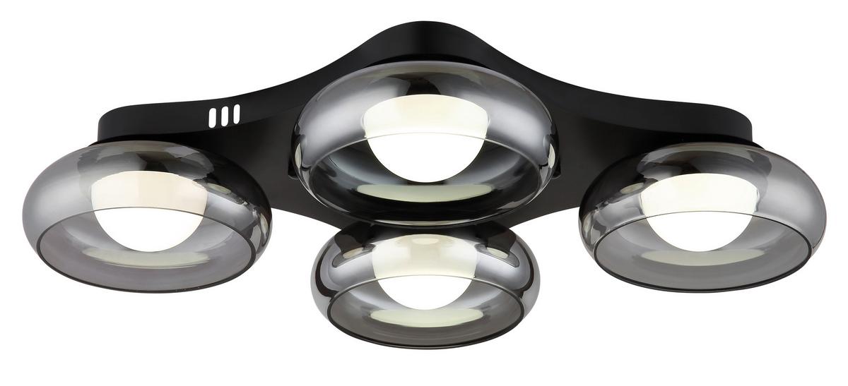 Led Stropna Svjetiljka Carlene - bijela/crna, Design, staklo/metal (65/46/10cm) - Globo