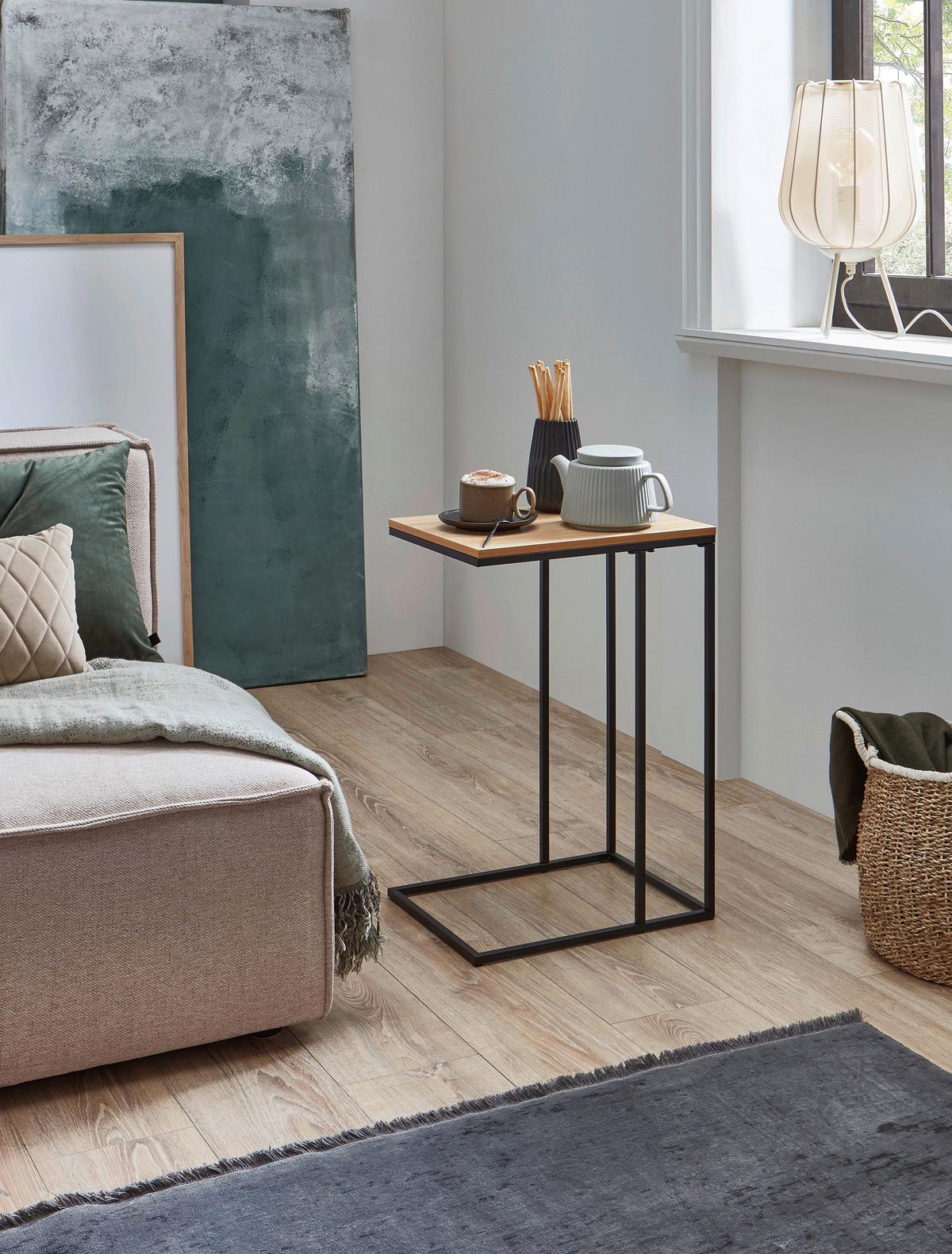 COUCHTISCH KLEINMÖBEL - noir, Design, métal/matériau de bois (30/58/40cm) - MID.YOU