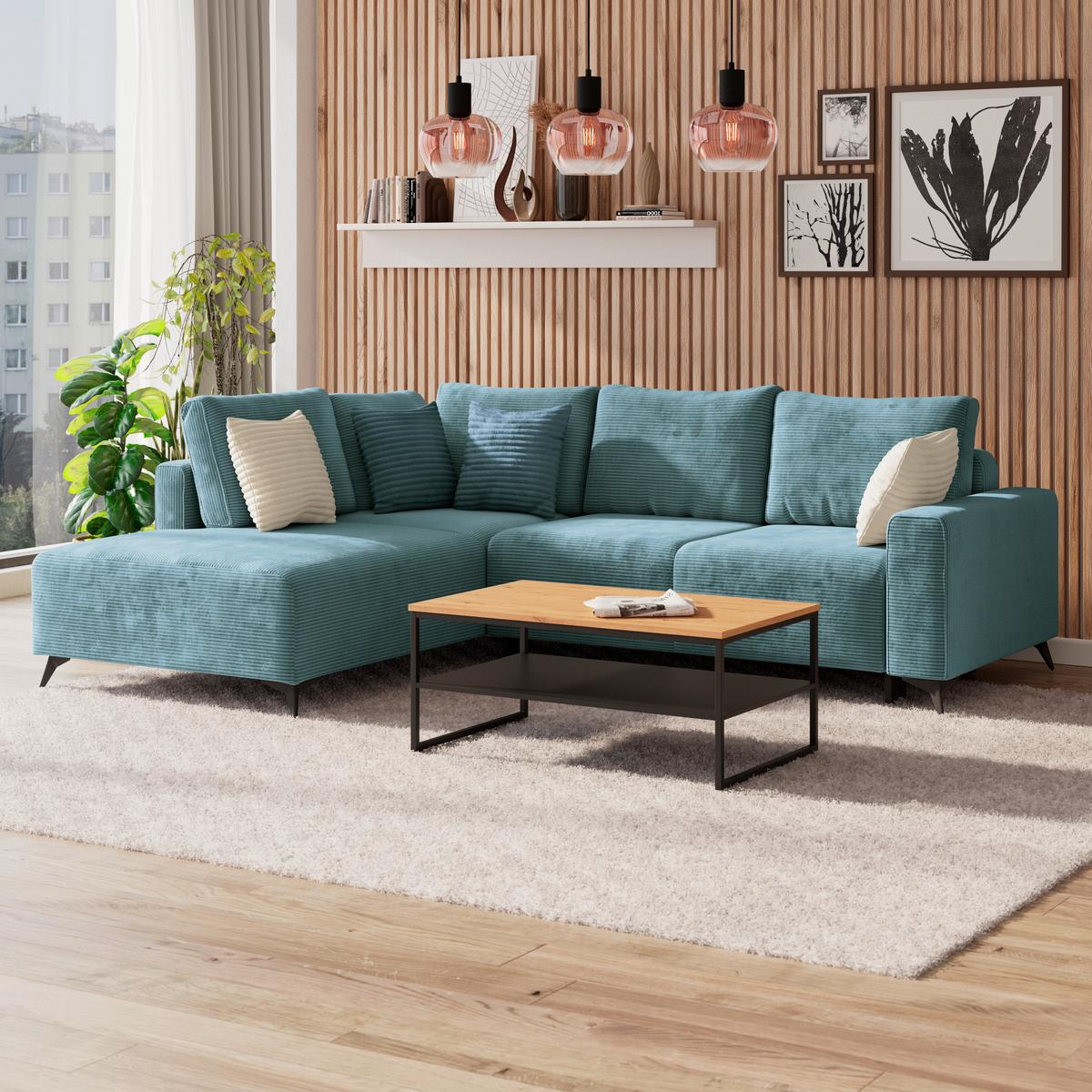 Kutna Garnitura Viktor - plava/crna, Moderno, tekstil/metal (212/270cm)