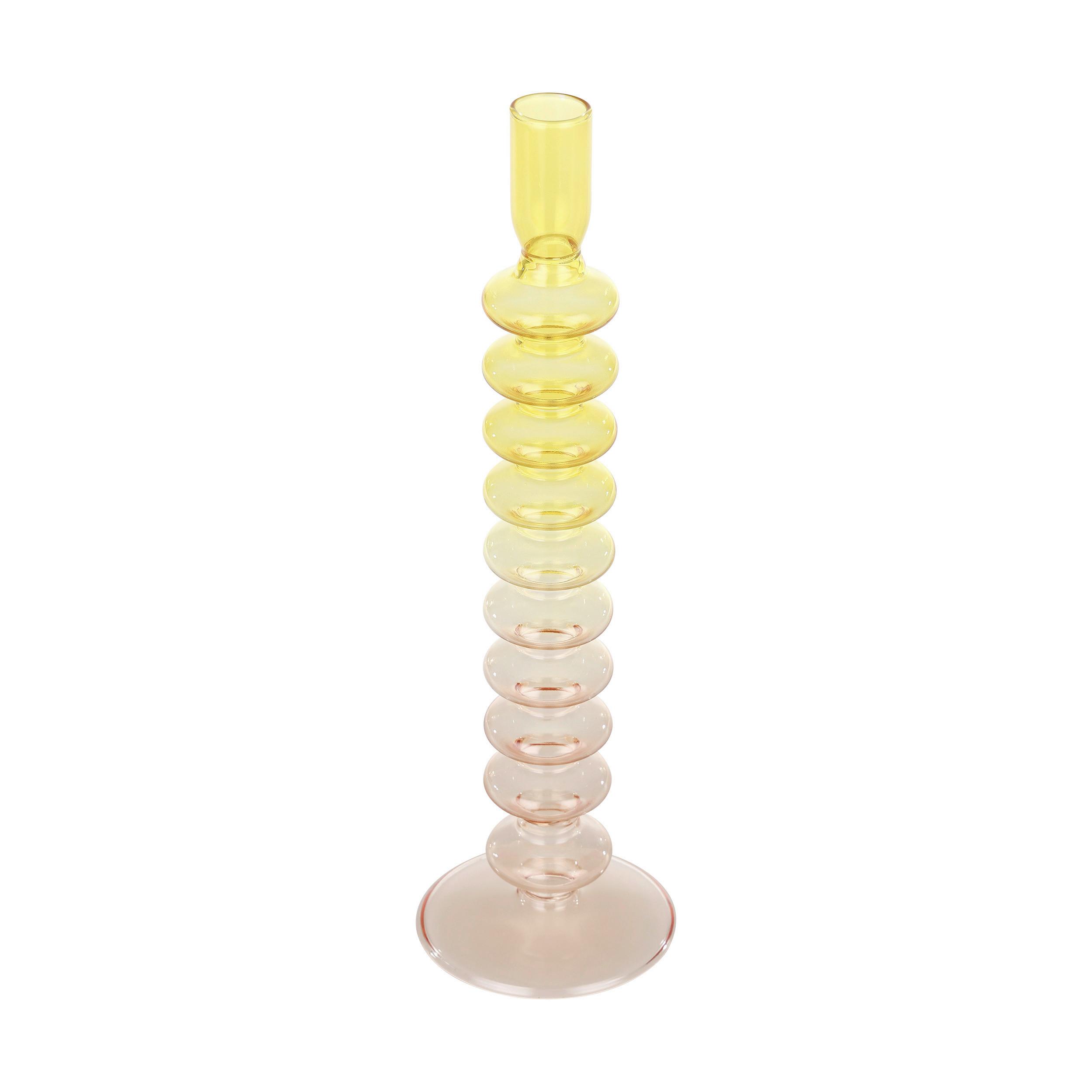 Stabkerzenhalter Molume Gelb/Pink - Pink/Gelb, LIFESTYLE, Glas (9/29,5cm)