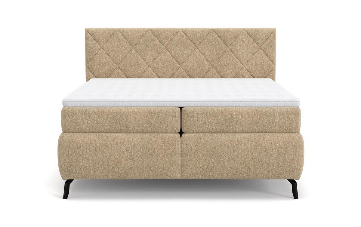 Boxspring Ágy Emily - homok, Modern, faalapú anyag/textil (180/200cm)