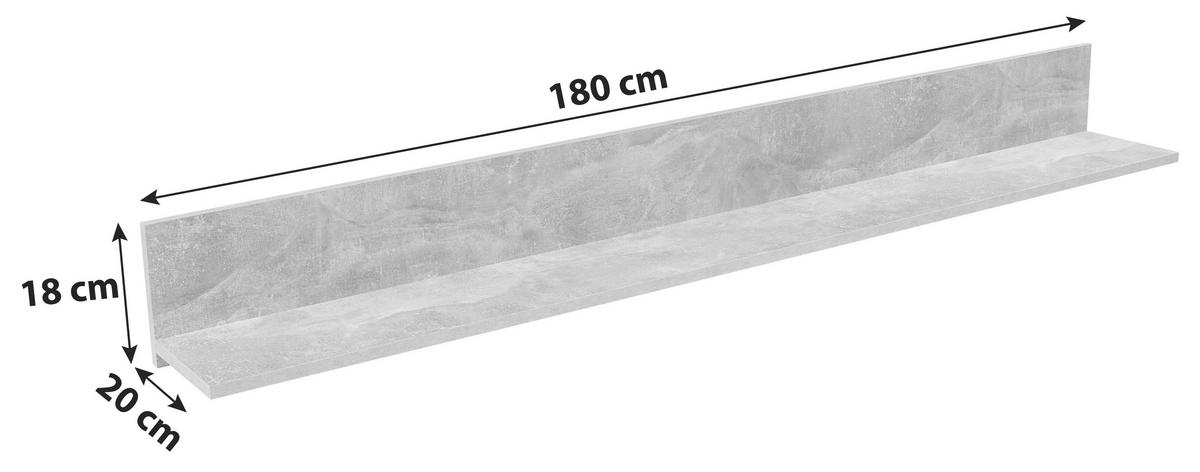 Poliță De Perete Malta - gri, Modern, material pe bază de lemn (180/18/20cm) - Modern Living