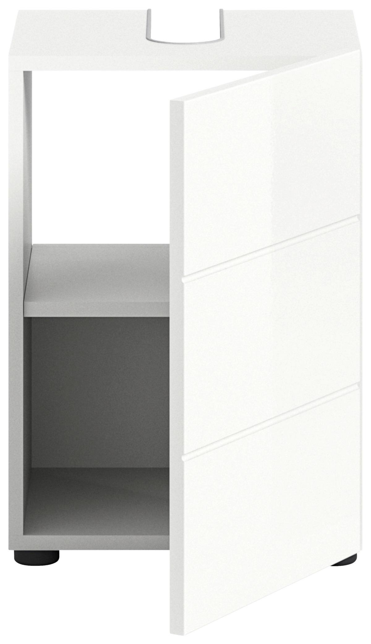 Waschbeckenunterschrank Vira ca. 38x56 cm Weiß - Weiß Hochglanz/Weiß, MODERN, Holzwerkstoff (38/56/34cm) - MID.YOU