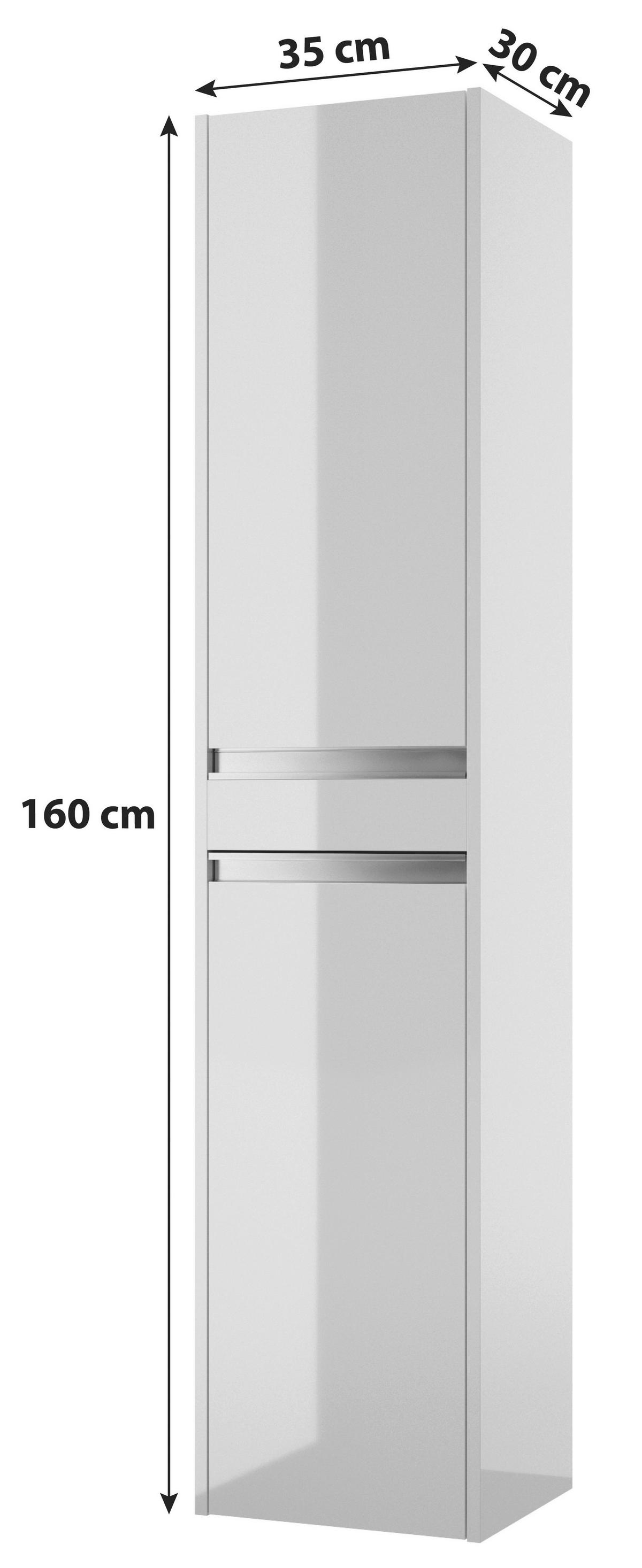 SZAFKA WYSOKA NENA BIAŁY 35 CM - biały/kolor aluminiowy, Basics, materiał drewnopochodny/metal (35/160/30cm) - MID.YOU