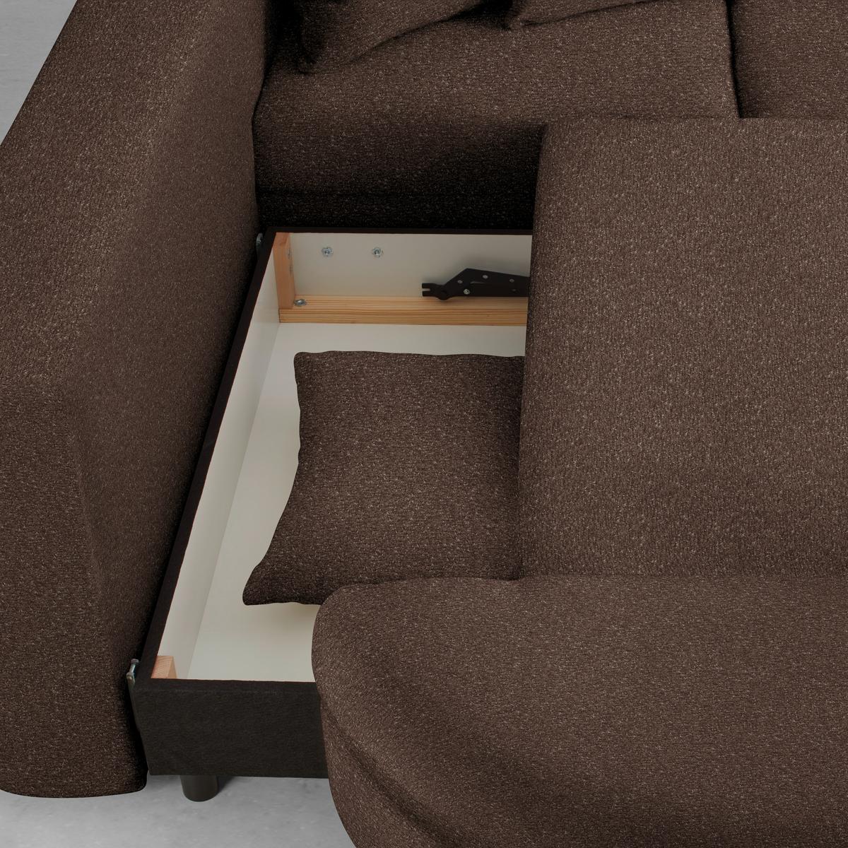 Ecksofa Axel Braun - Schwarz/Braun, MODERN, Textil/Metall (250/87/291cm) - Mömax